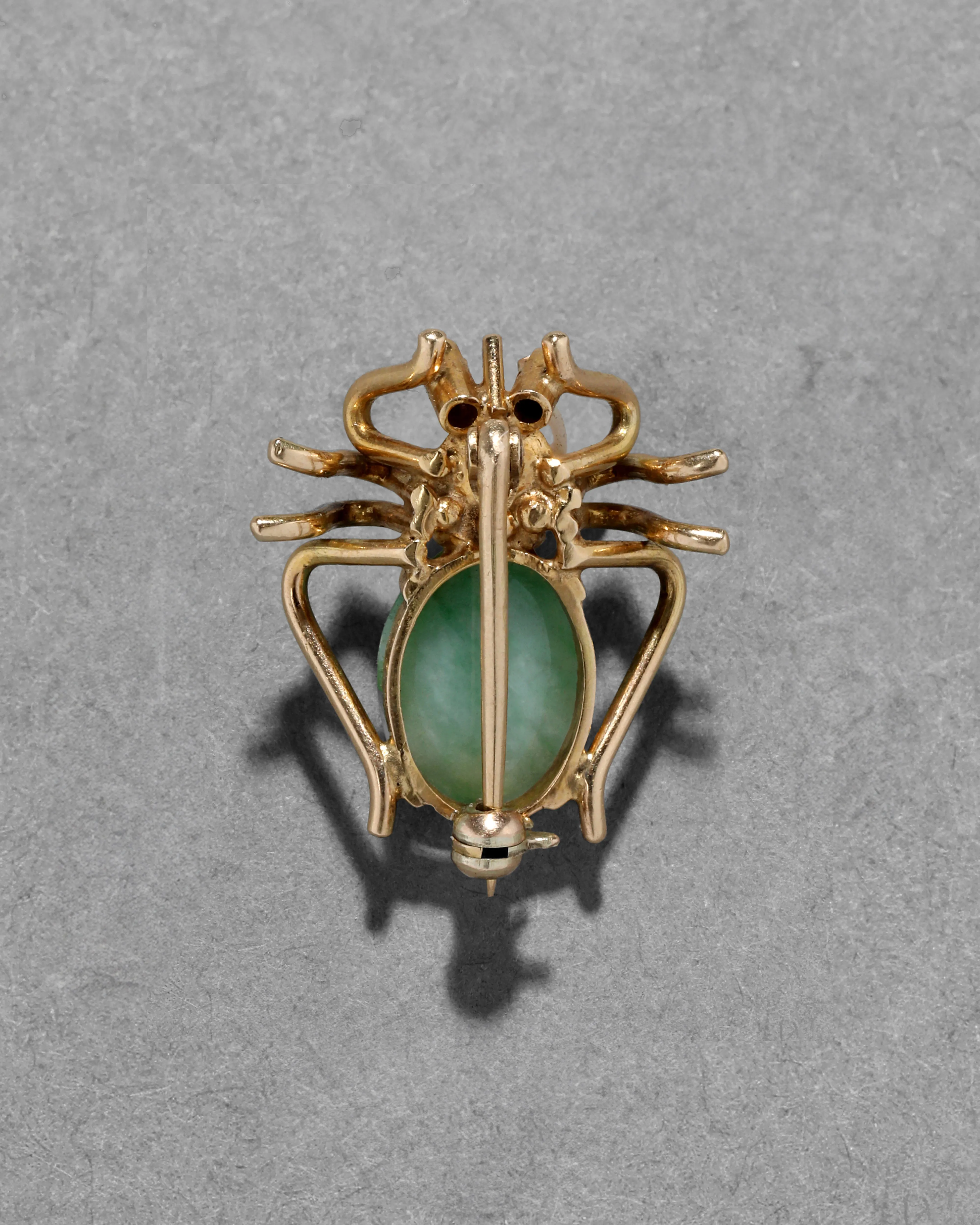 Vintage 1960s 14k Gold Jade & Pearl & Ruby Insect Pin sold by Alexis Bittar product image thumbnail 2