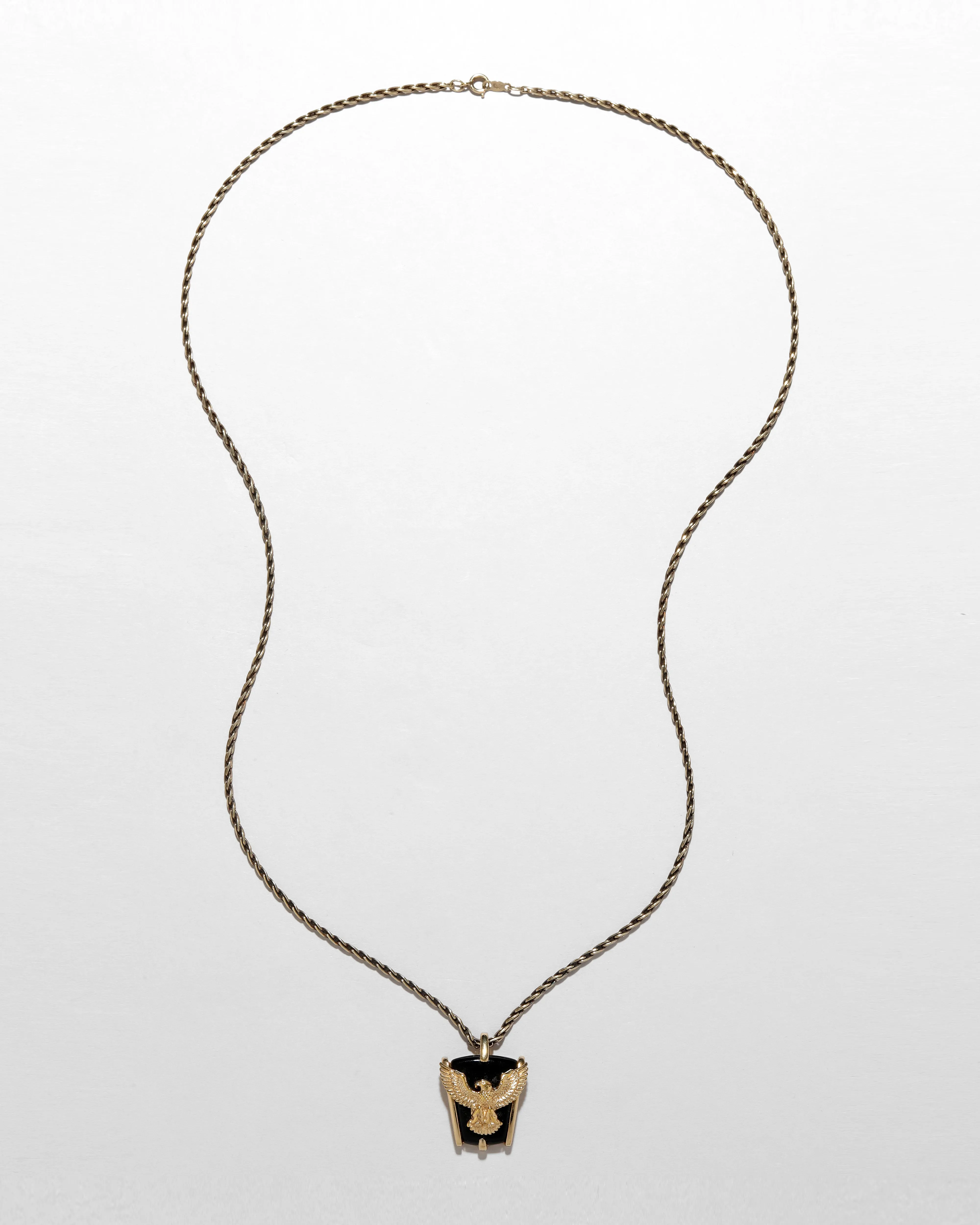 Vintage 1940s 10k Gold Eagle Onyx Base Pendant Necklace sold by Alexis Bittar product image thumbnail 2