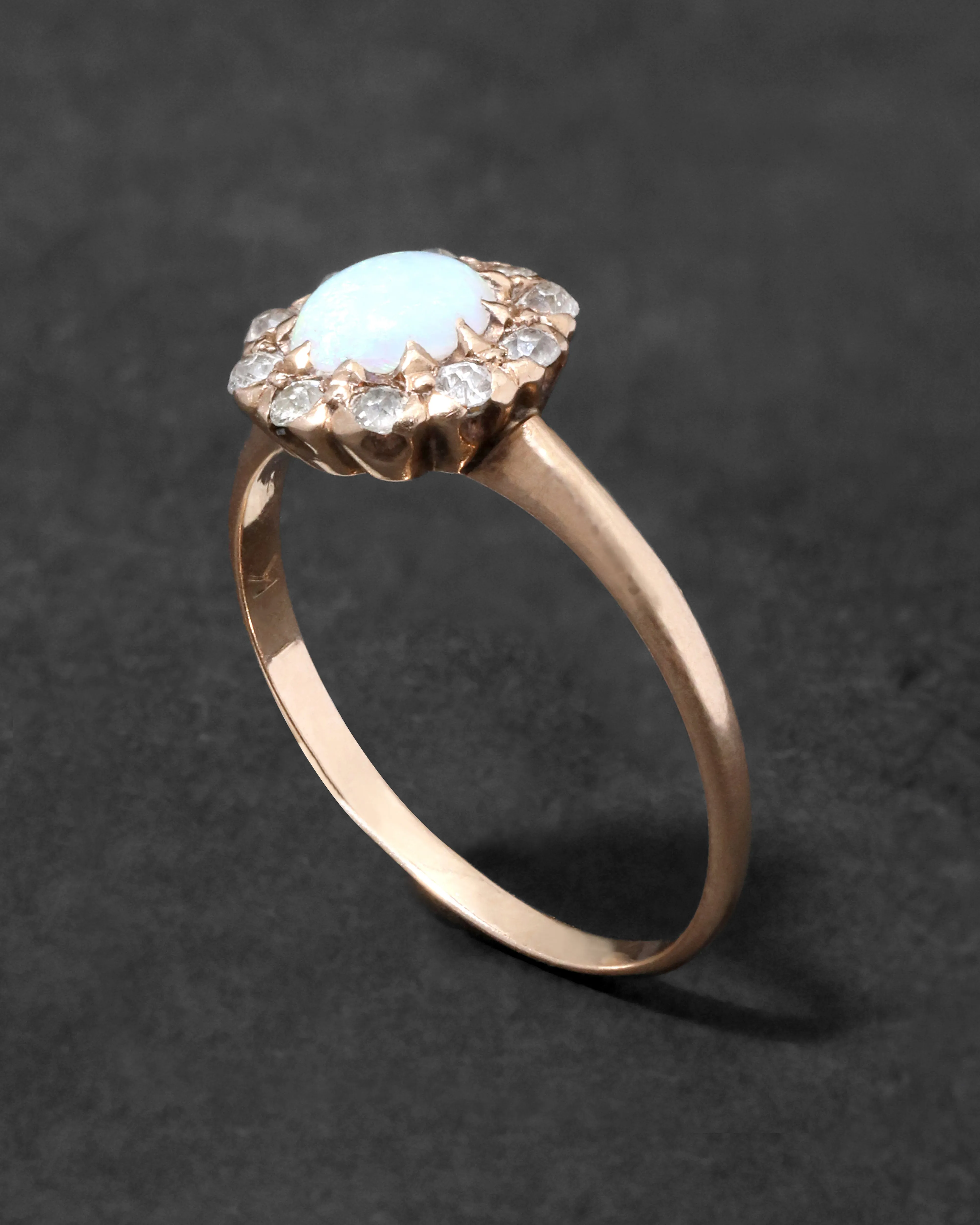 Antique 1800s 14k Gold with Natural Opal & Diamonds in Rosette Motif Ring sold by Alexis Bittar product image thumbnail 2