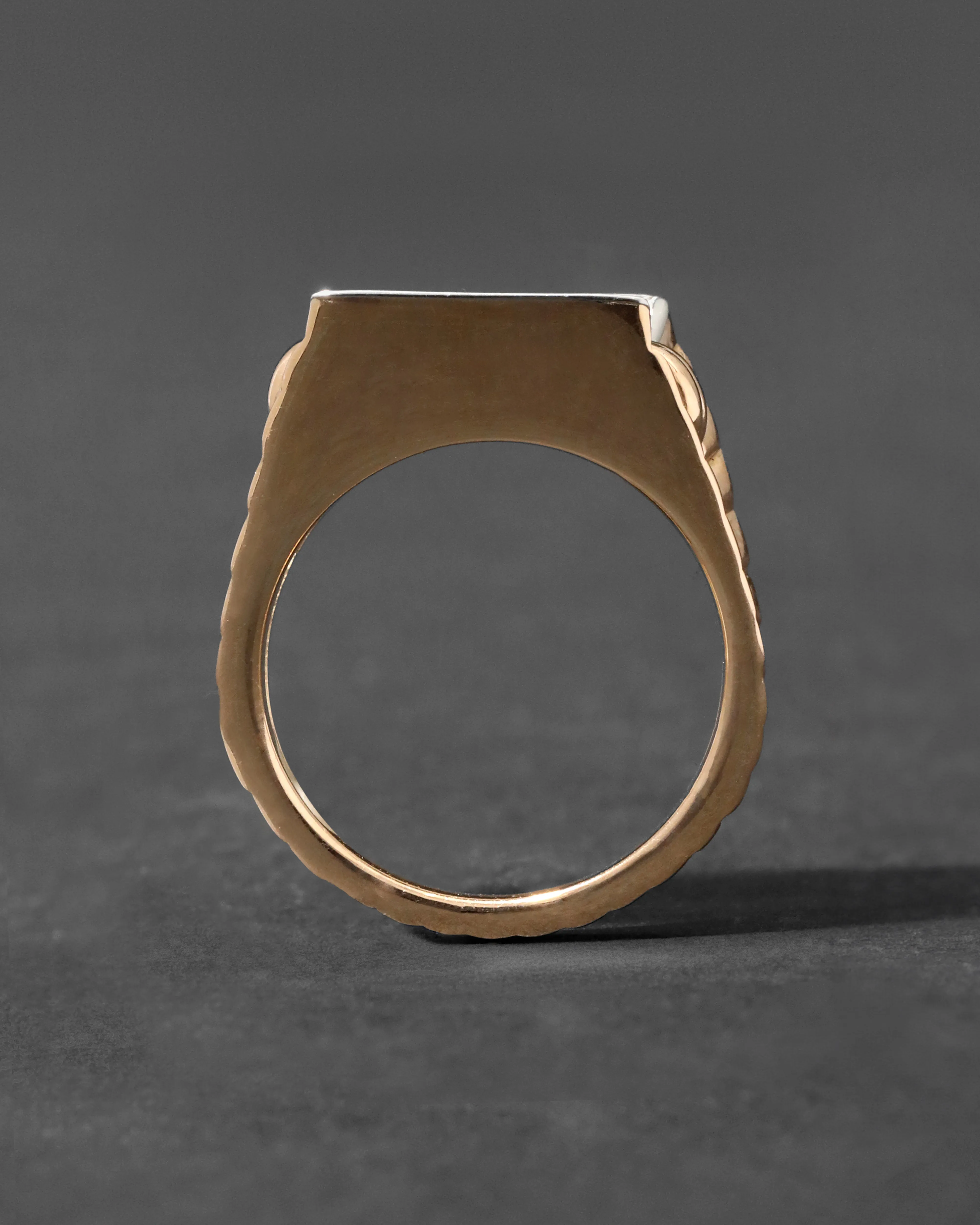 Vintage 1940s 14k Gold with Platinum & Diamonds Retro Deco Design Ring sold by Alexis Bittar product image thumbnail 3