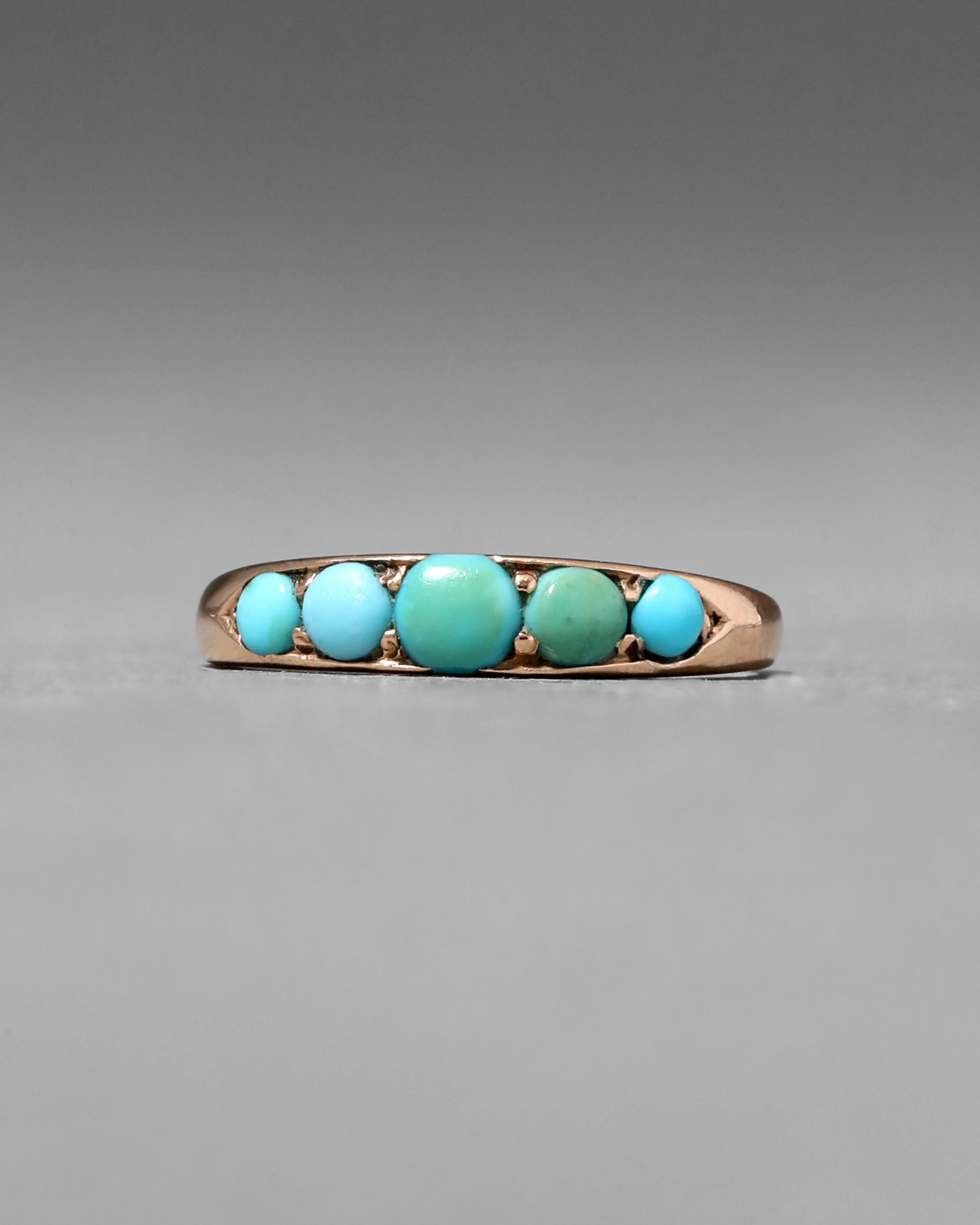 Antique 1800s 14k Gold with Graduated Persian Turquoise Band Ring sold by Alexis Bittar product image thumbnail 3