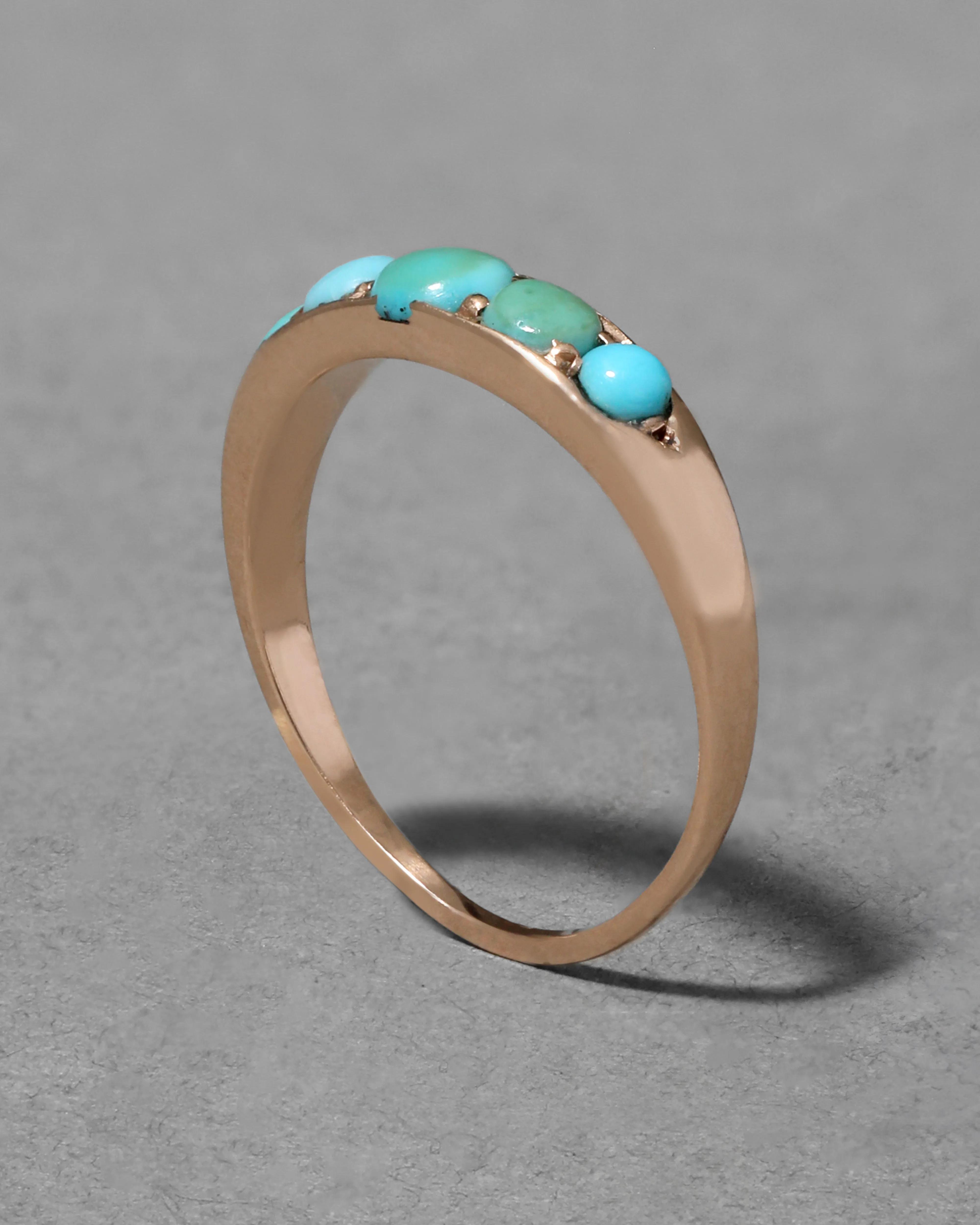 Antique 1800s 14k Gold with Graduated Persian Turquoise Band Ring sold by Alexis Bittar