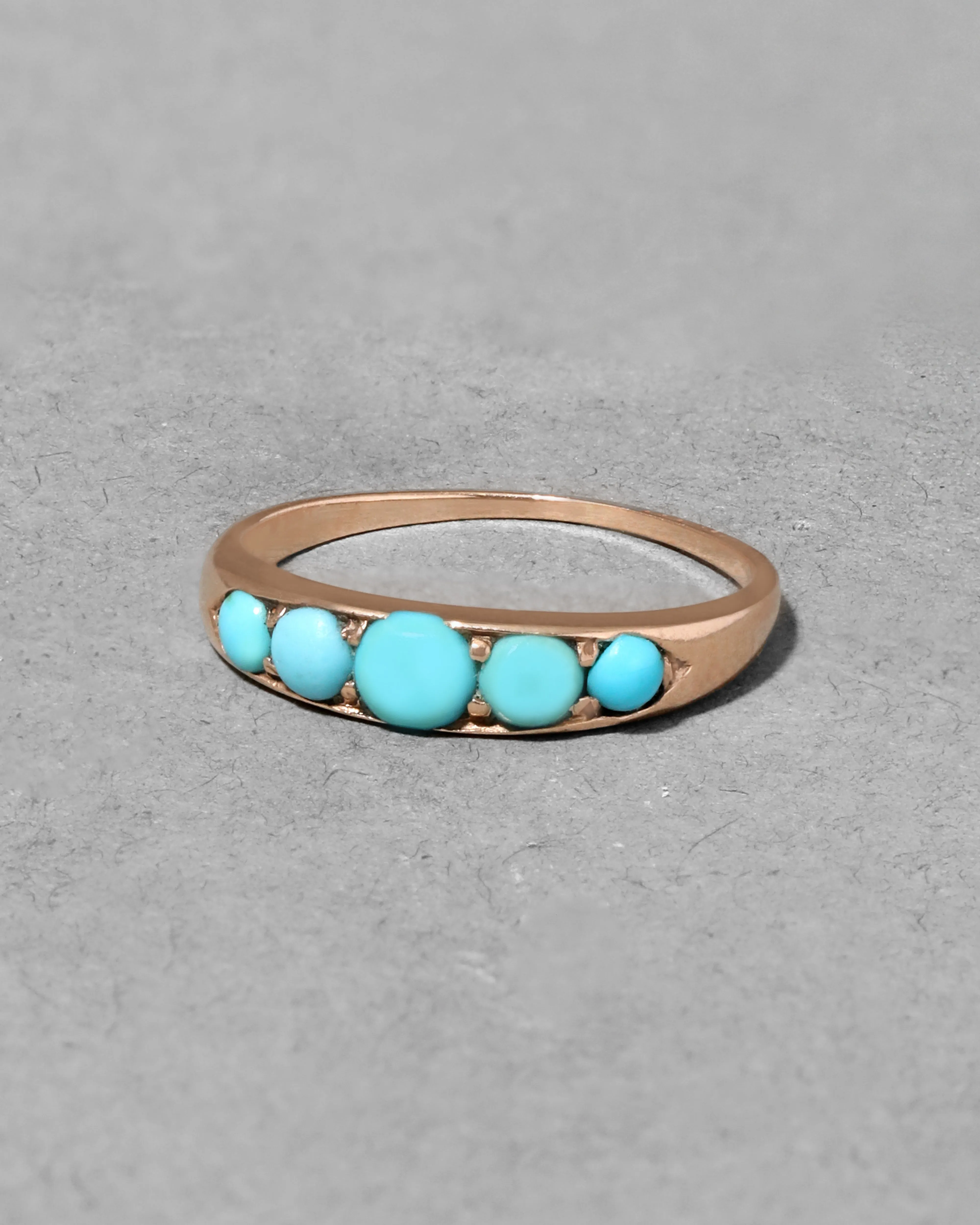 Antique 1800s 14k Gold with Graduated Persian Turquoise Band Ring sold by Alexis Bittar product image thumbnail 2