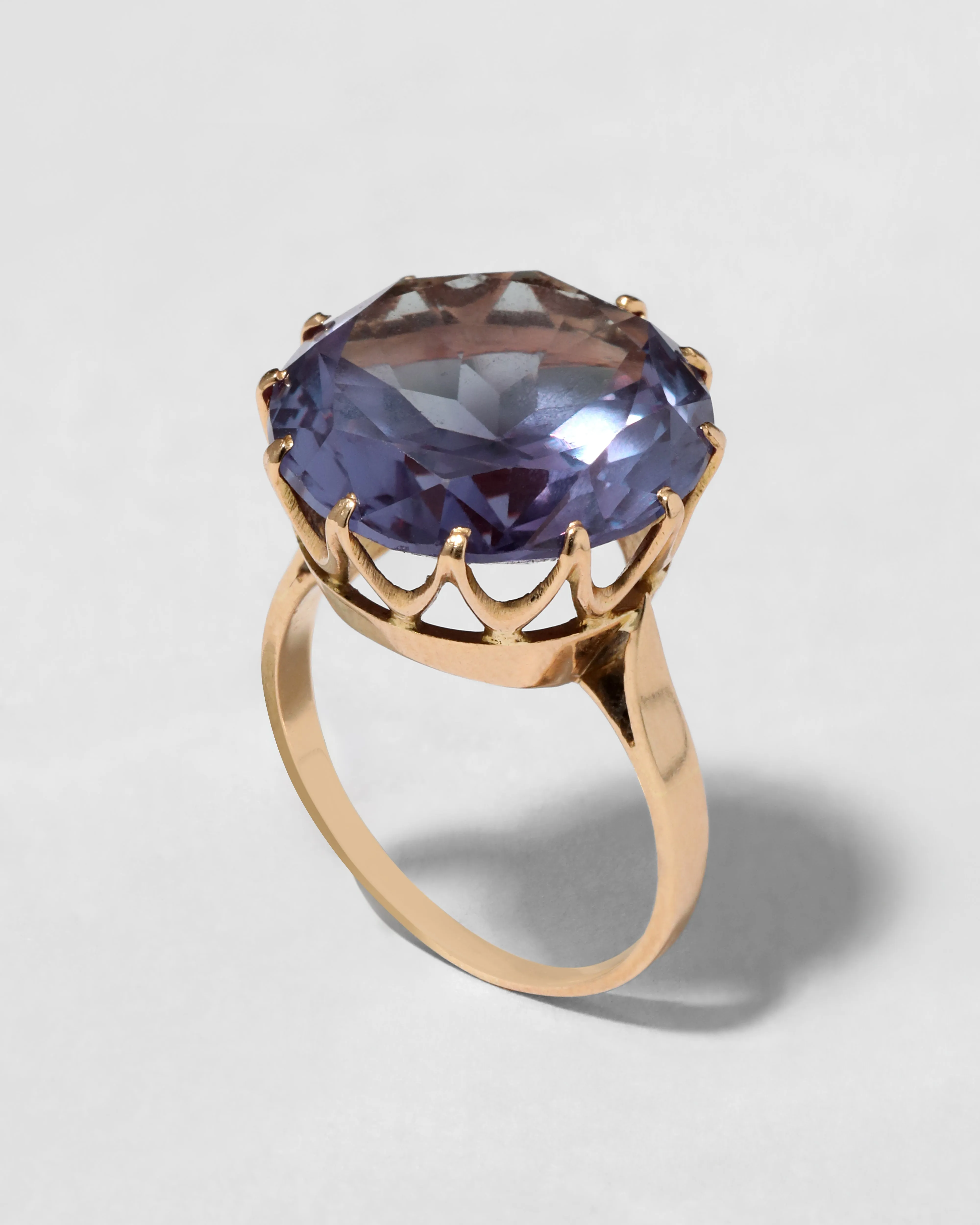 Antique Early 1900s 10k Gold with Synthetic Alexandrite in Crown Prong Setting Ring sold by Alexis Bittar