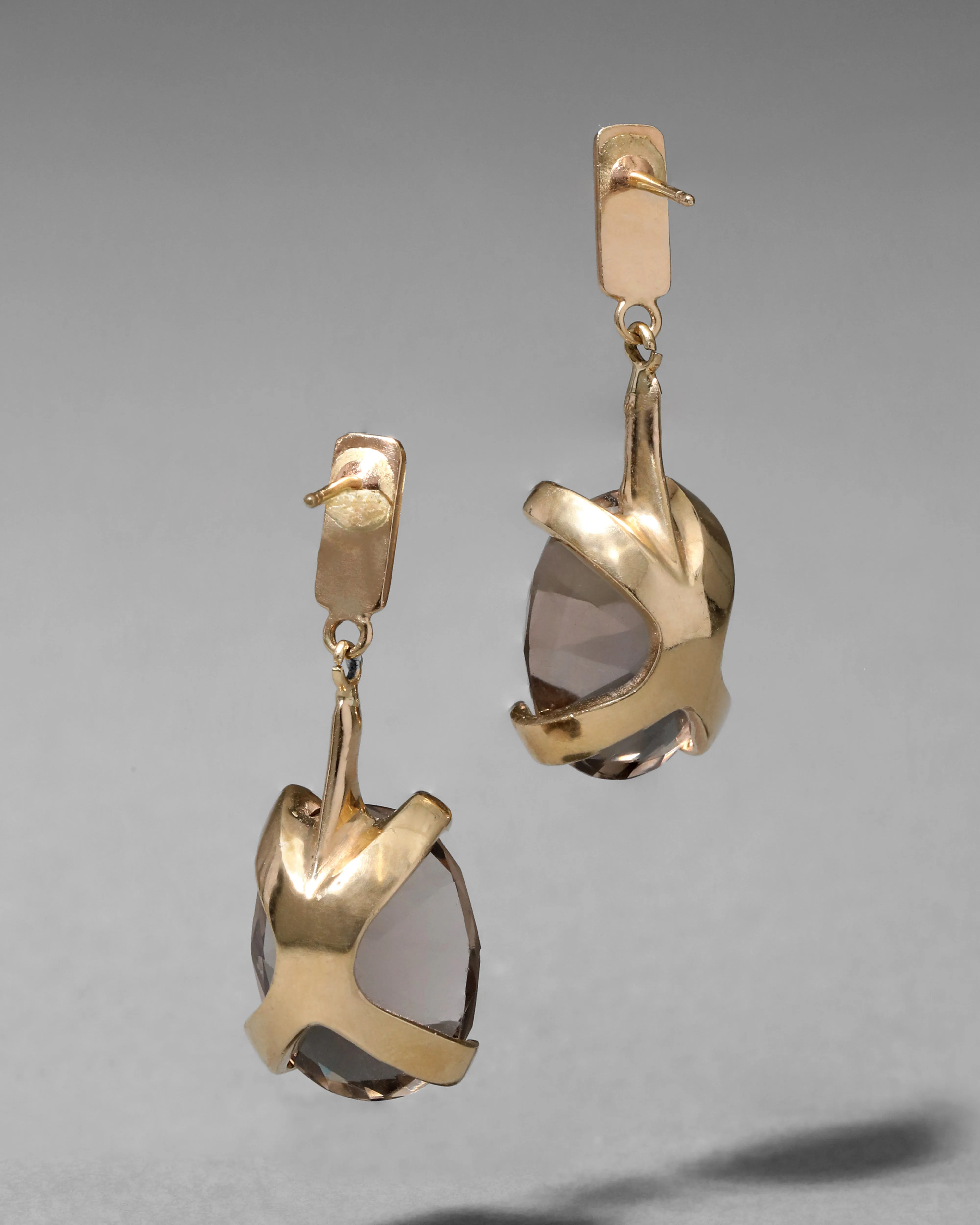 Vintage 1970s 14k Gold with Custom Cut Smoky Quartz Drop Earring sold by Alexis Bittar product image thumbnail 2