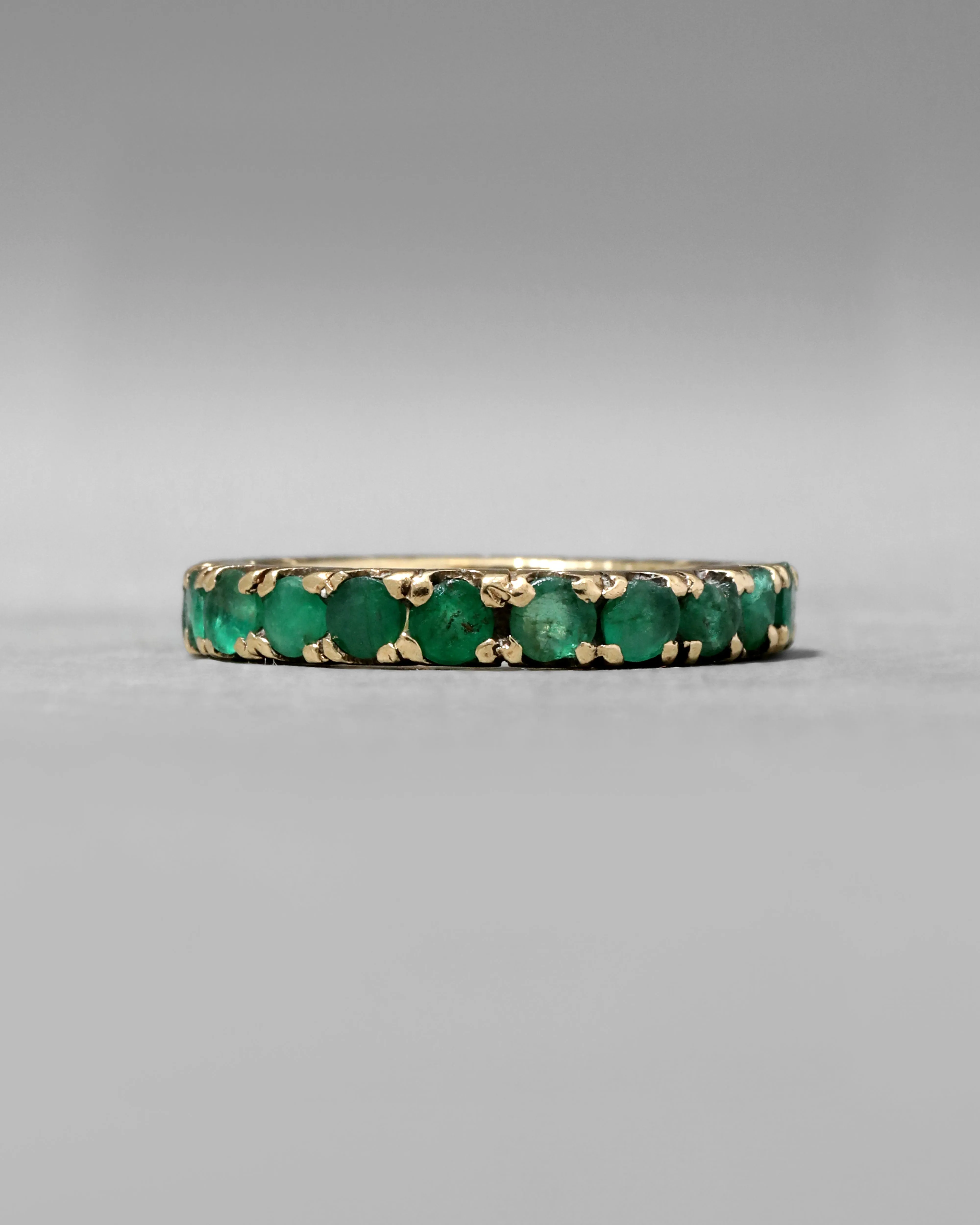 Vintage 1970s 14k Gold with Emerald Custom Made Eternity Band Ring sold by Alexis Bittar product image thumbnail 2