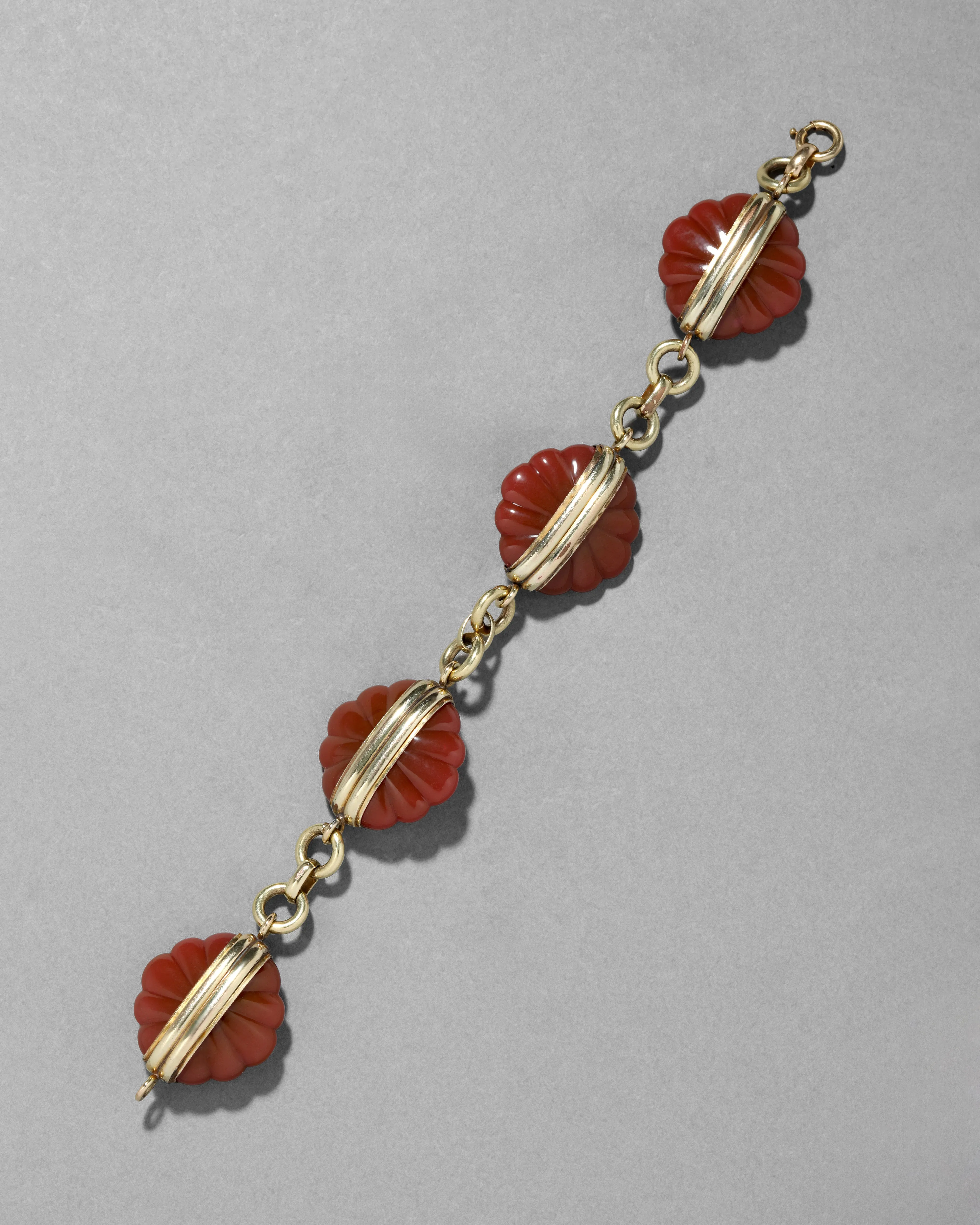 Antique 1930s Unique France Glass Oreum Deco Link Bracelet sold by Alexis Bittar
