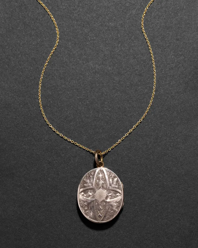 Antique Victorian 1800s 14k Gold Fill Hand Etched Locket Necklace sold by Alexis Bittar