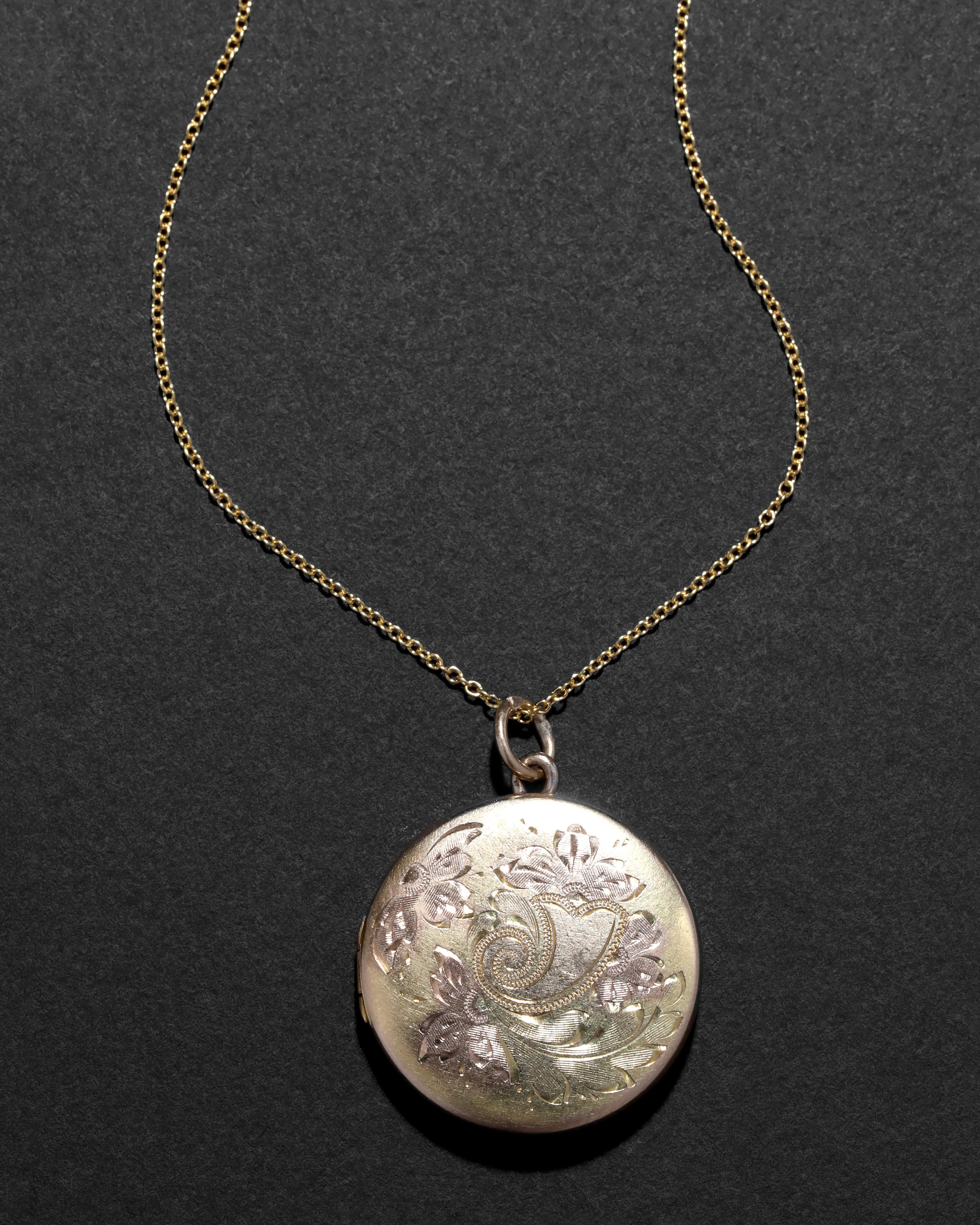 Vintage 1930s 12k Two-Tone Gold Fill Double Sided Locket Necklace sold by Alexis Bittar