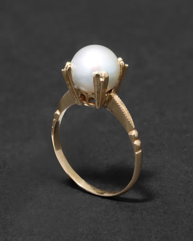 Vintage 1960s 18k Gold & Prong Set Natural Pearl Ring sold by Alexis Bittar