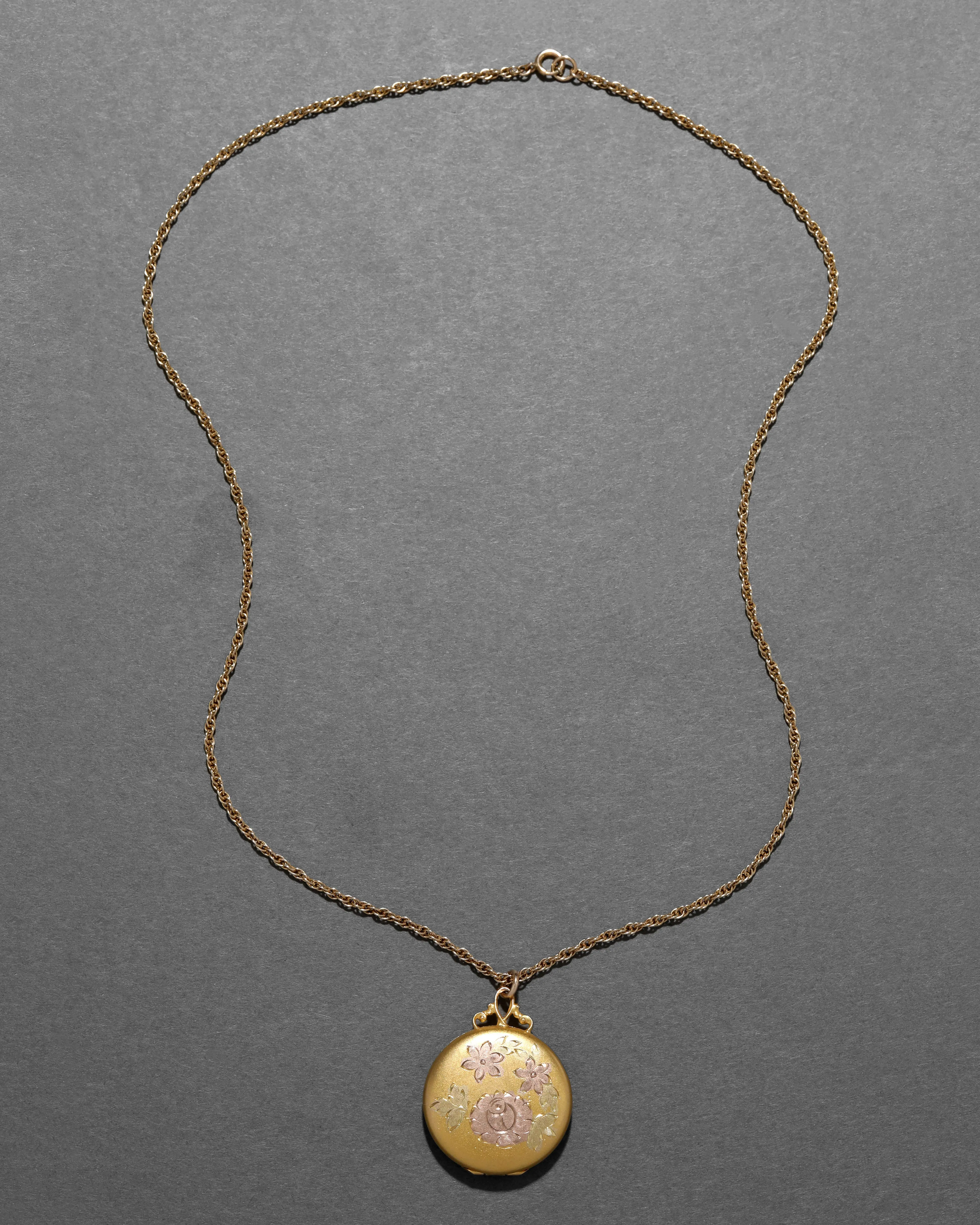 Antique 1920s 14k Two-Tone Gold Fill Floral Locket Necklace sold by Alexis Bittar product image thumbnail 2
