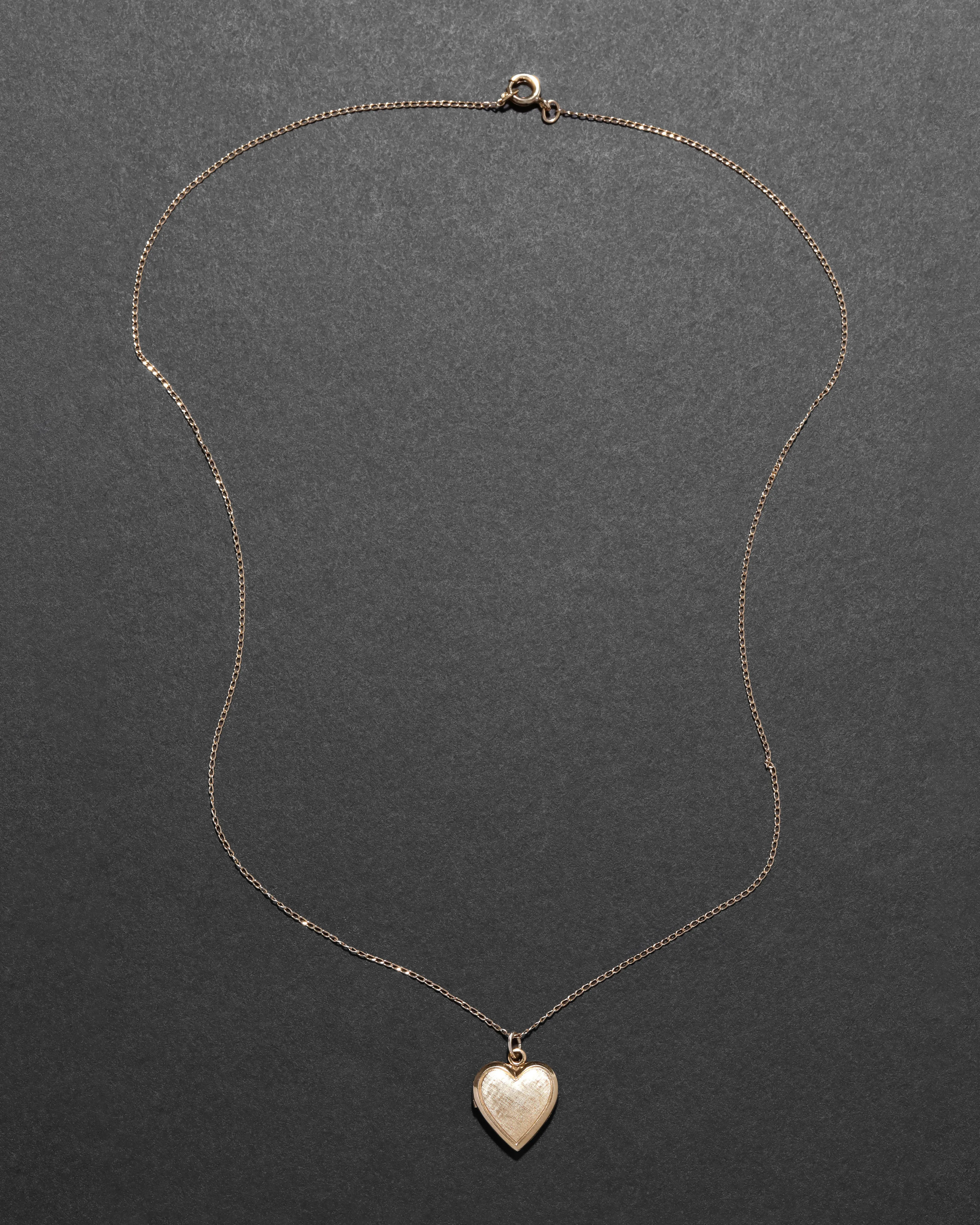 Vintage 1960s 14k Gold Fill Hand Etched Heart Locket Necklace sold by Alexis Bittar product image thumbnail 2