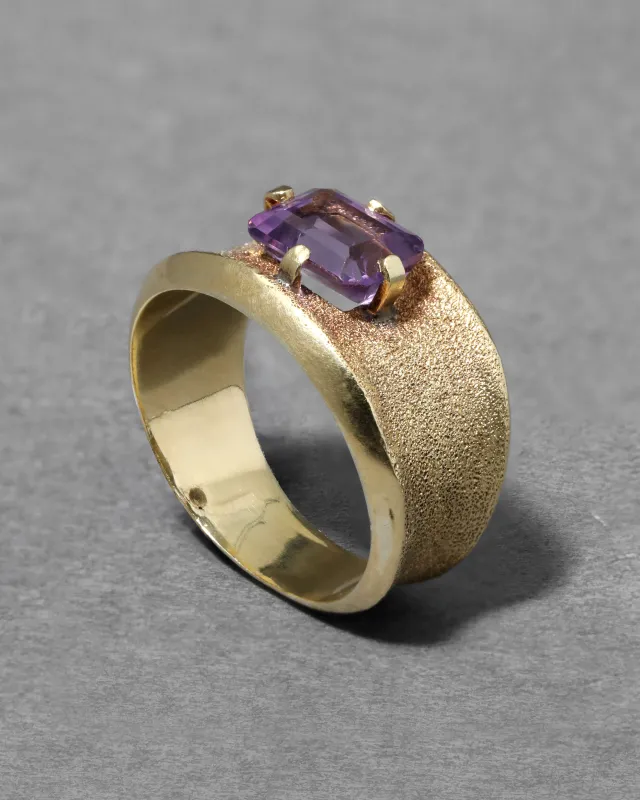 Vintage 1970s 18k Gold & Amethyst Baguette Cigar Band Ring sold by Alexis Bittar