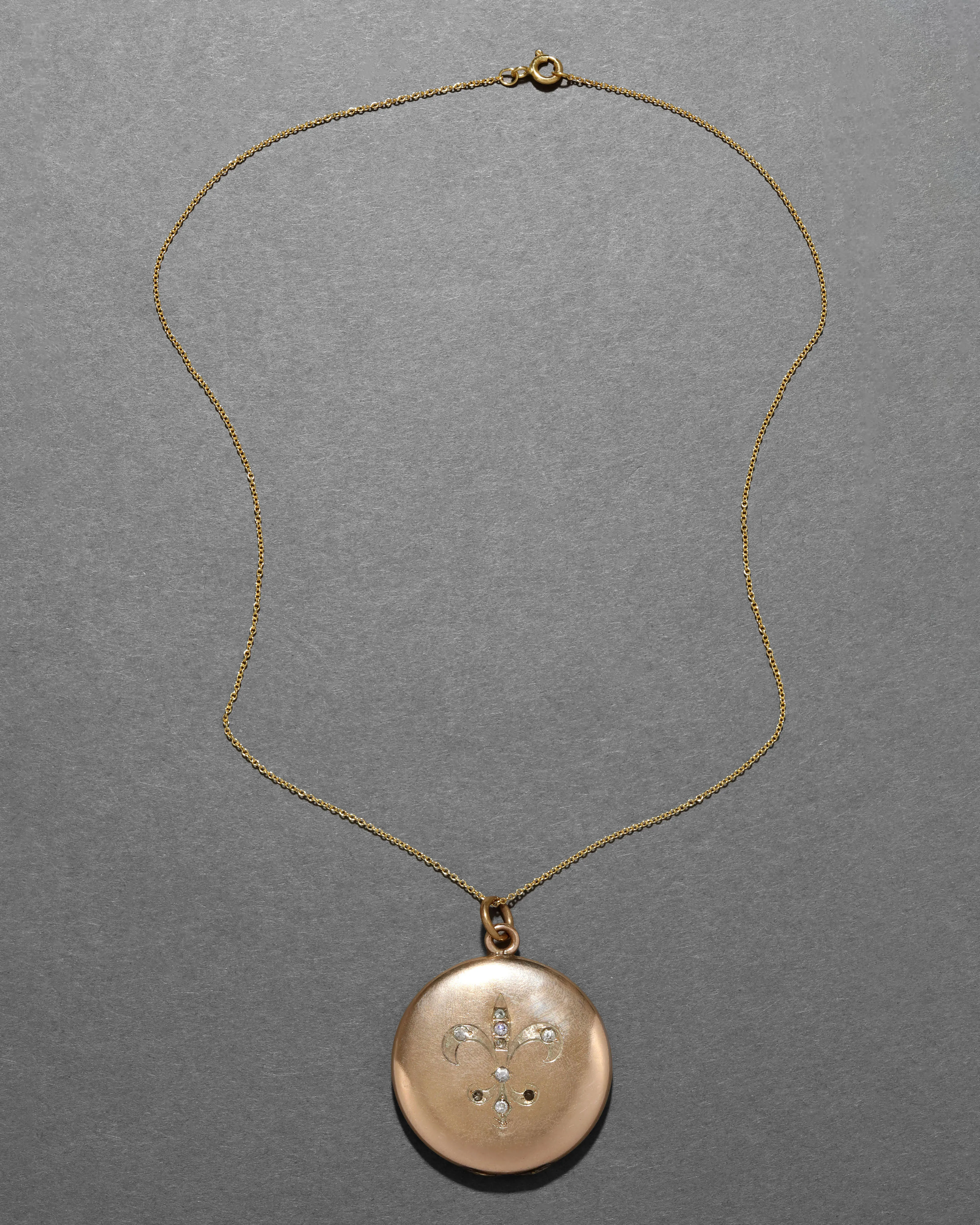 Antique Victorian 1800s 14k Gold Fill Fleur de Lis Locket Necklace sold by Alexis Bittar product image thumbnail 2