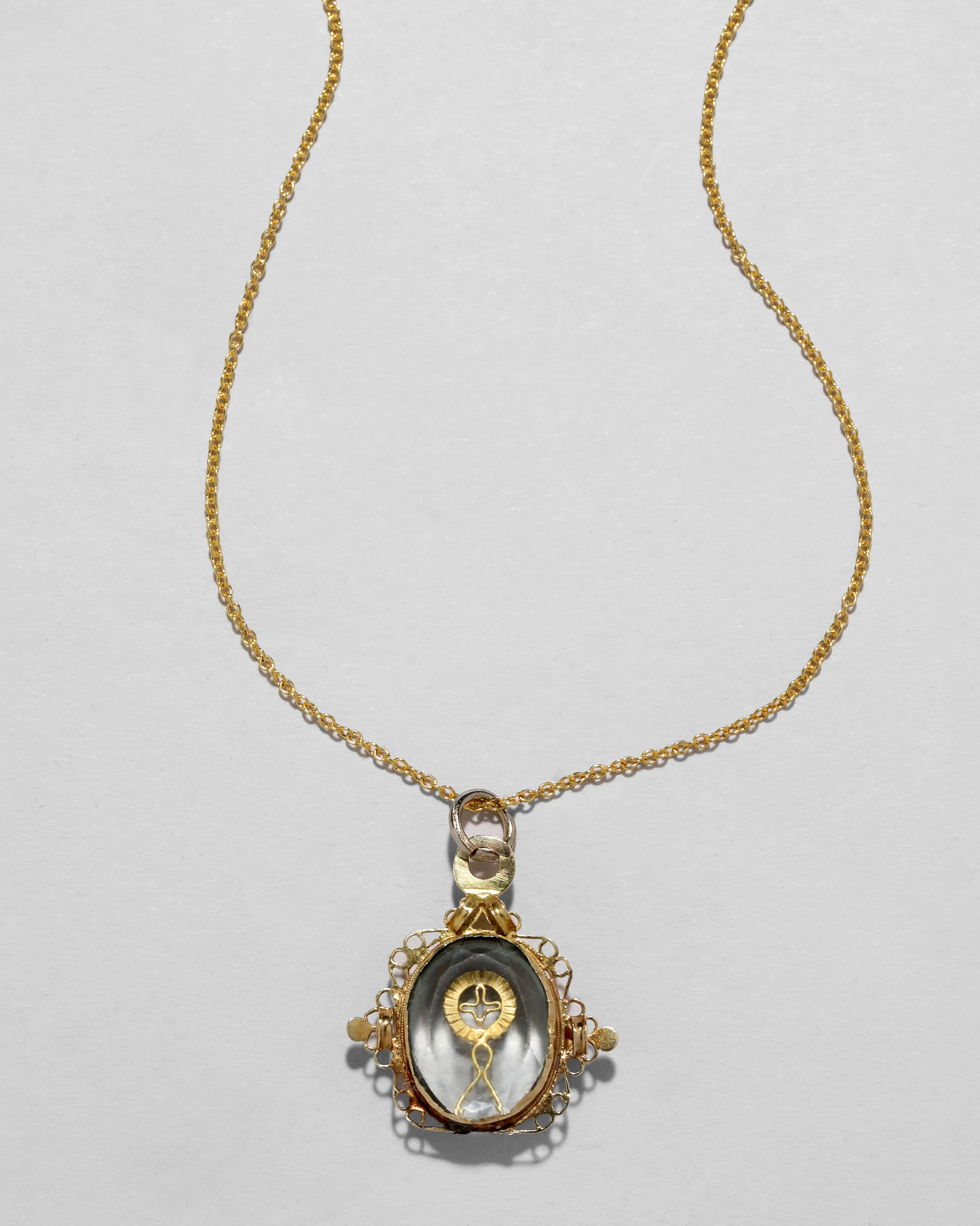 Antique Early 1750s 14k Gold with Custom Cut Quartz Pendant Necklace sold by Alexis Bittar