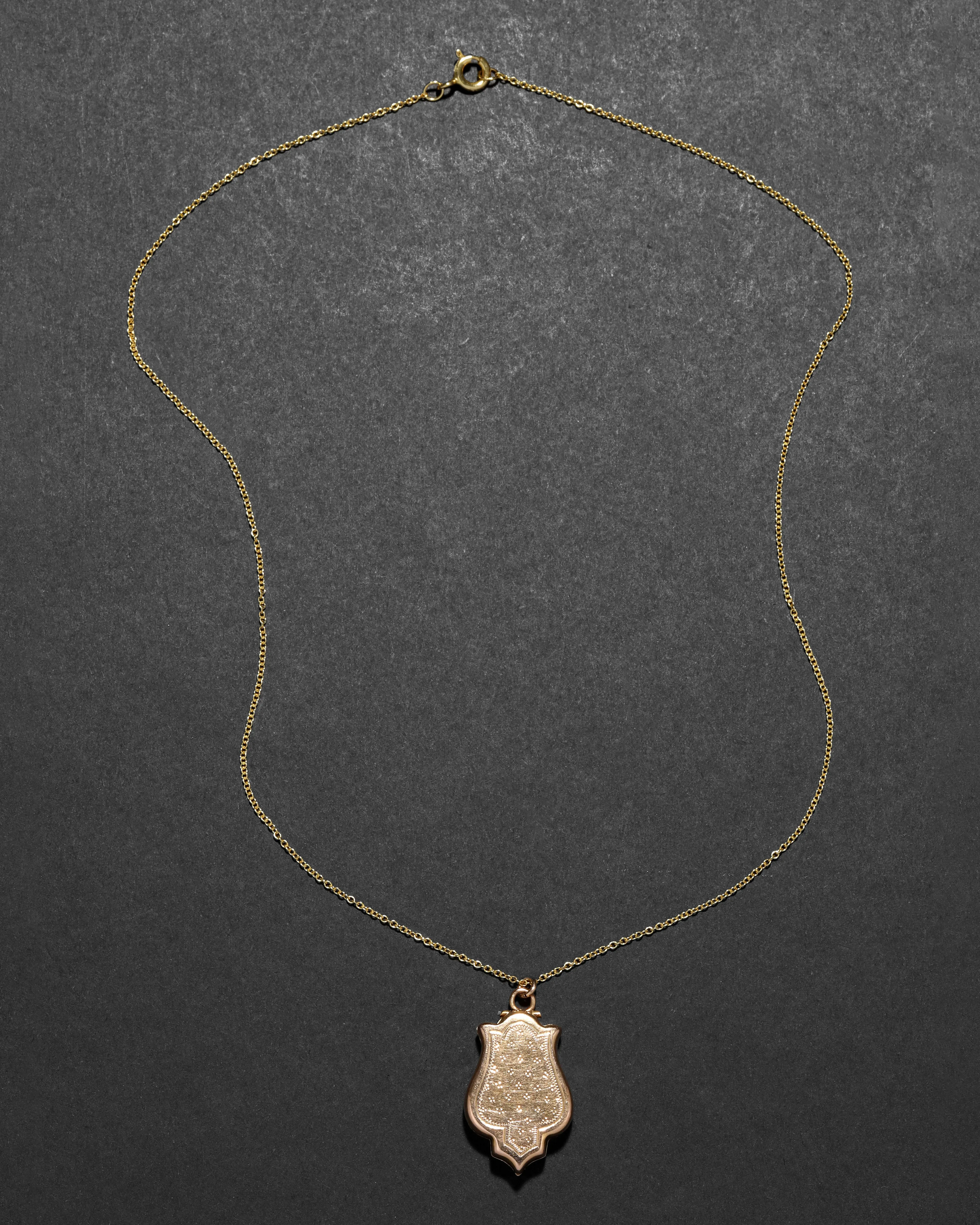 Antique 1910s 14k Gold Hand Etched Unique Shape Locket Pendant Necklace sold by Alexis Bittar product image thumbnail 2