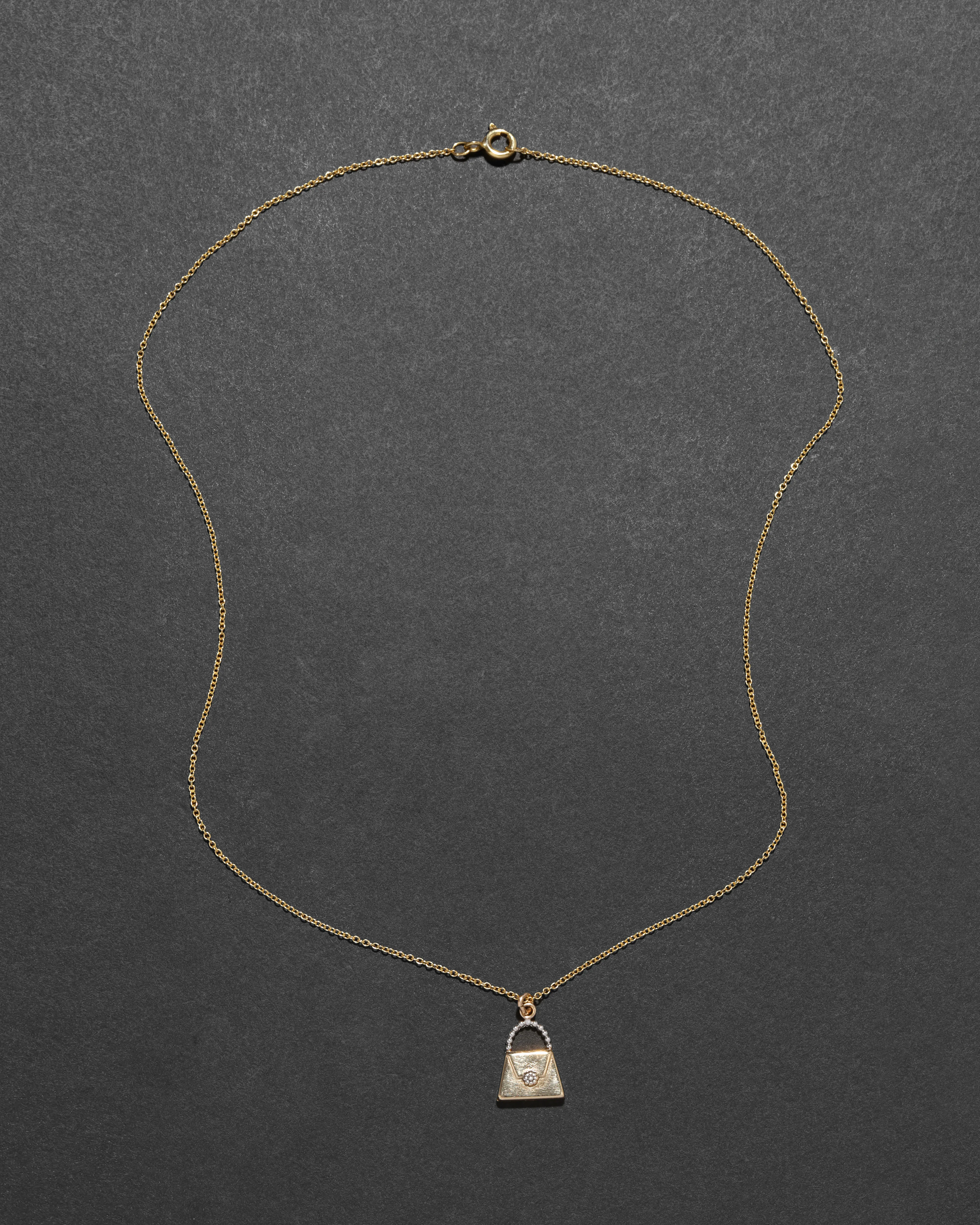 Vintage 14k Yellow & White Two Tone Gold Handbag Pendant Necklace sold by Alexis Bittar product image thumbnail 2