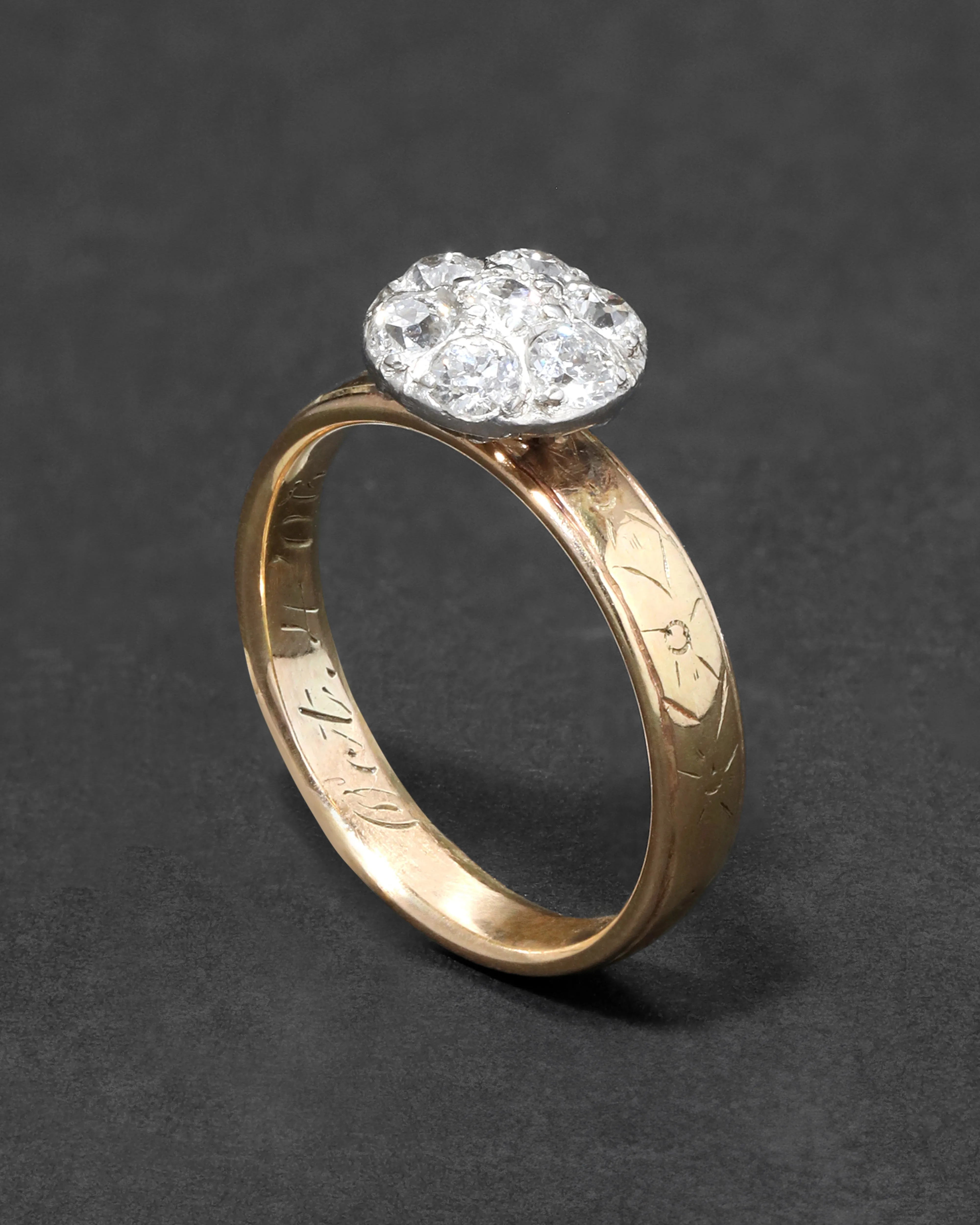 Antique 1900s 18k Gold with Platinum & Diamond Cluster Ring sold by Alexis Bittar