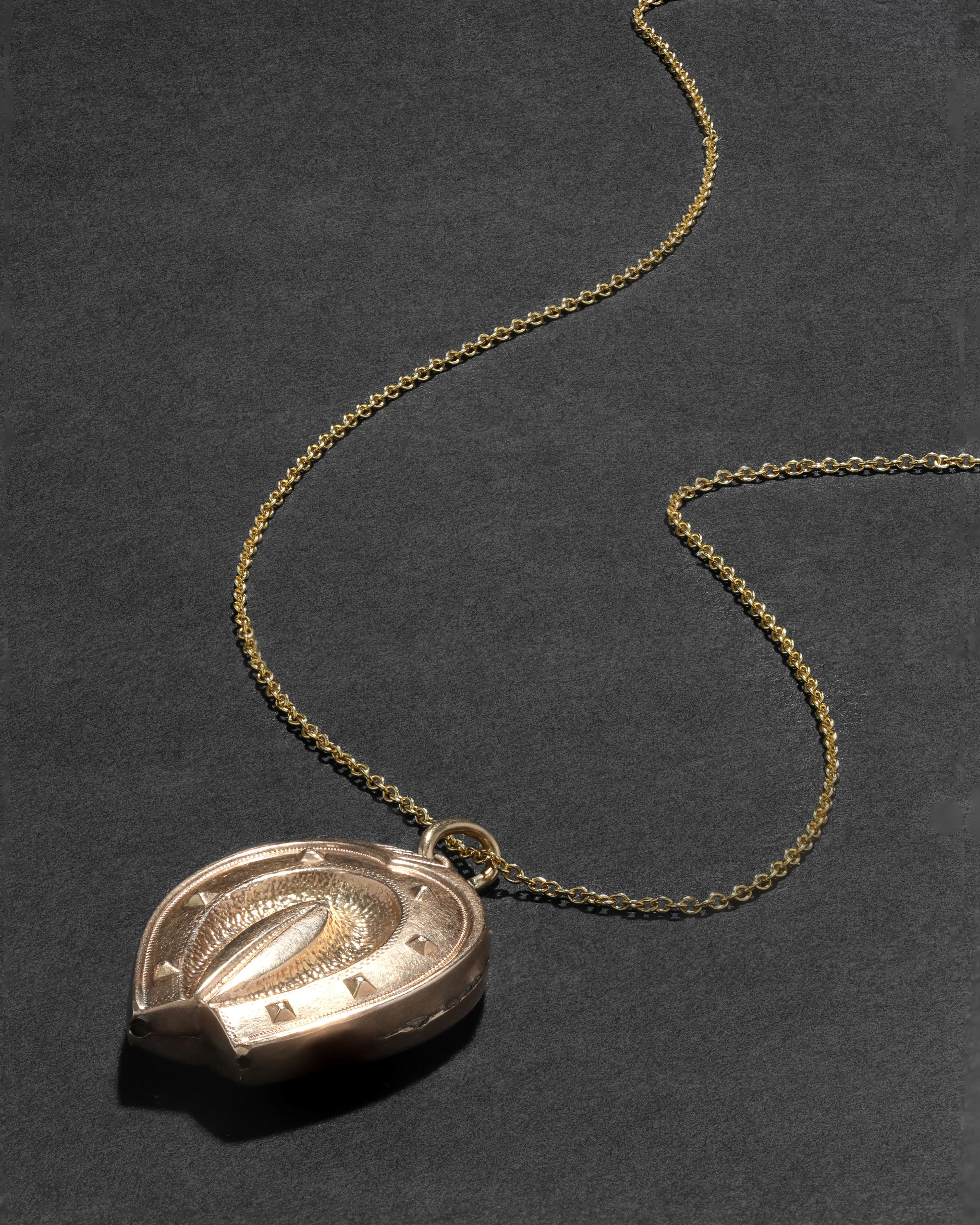 Antique 1800s 10k Rose Gold Horseshoe Locket Necklace sold by Alexis Bittar product image thumbnail 3