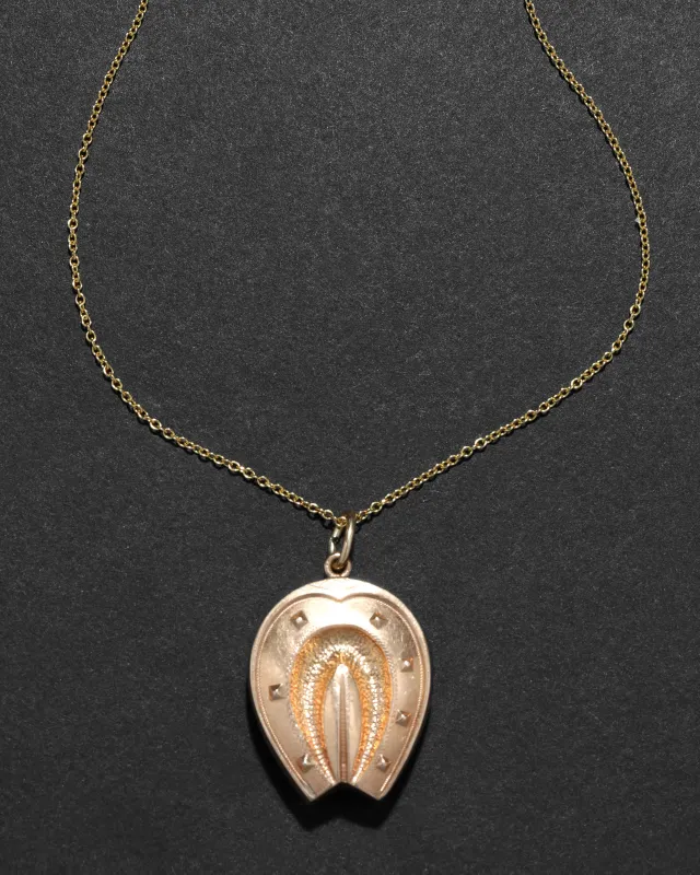 Antique 1800s 10k Rose Gold Horseshoe Locket Necklace sold by Alexis Bittar