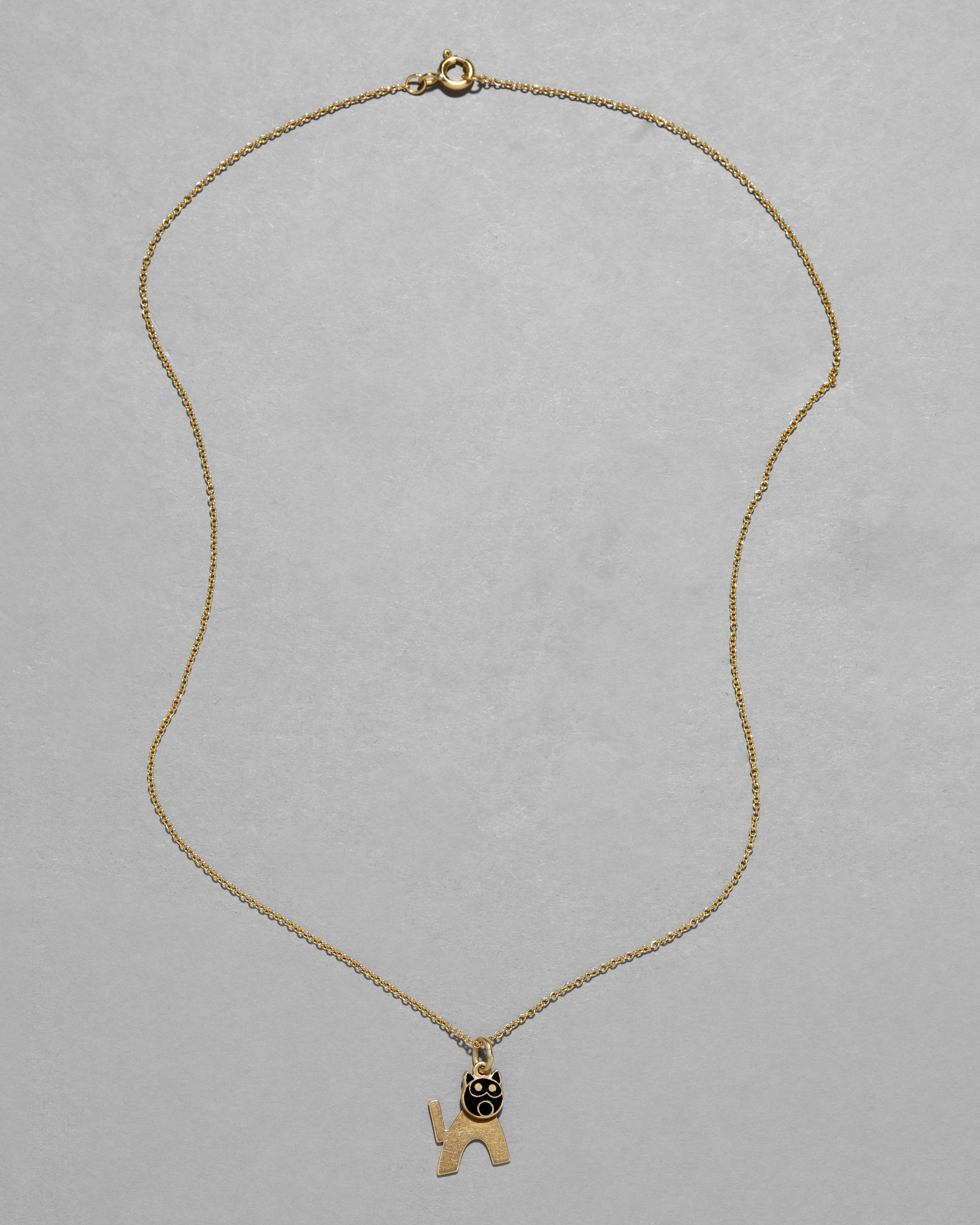 Vintage 1930s 14k Gold Deco Black Enamel Articulated Cat Pendant Necklace sold by Alexis Bittar product image thumbnail 2