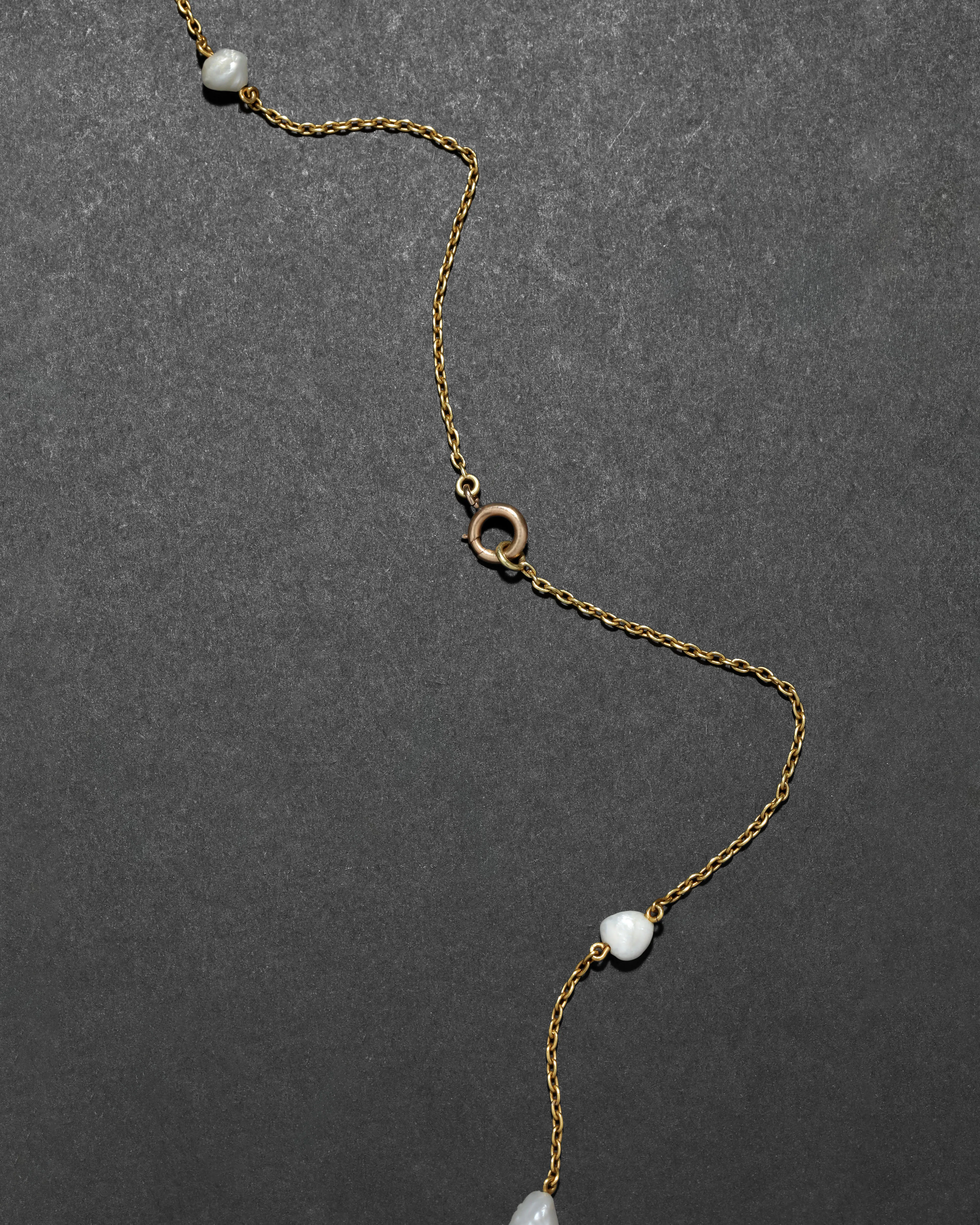 Antique 1800s 14k Gold with Natural Pearl & Turquoise Pendant on Snake Chain Necklace sold by Alexis Bittar product image thumbnail 3