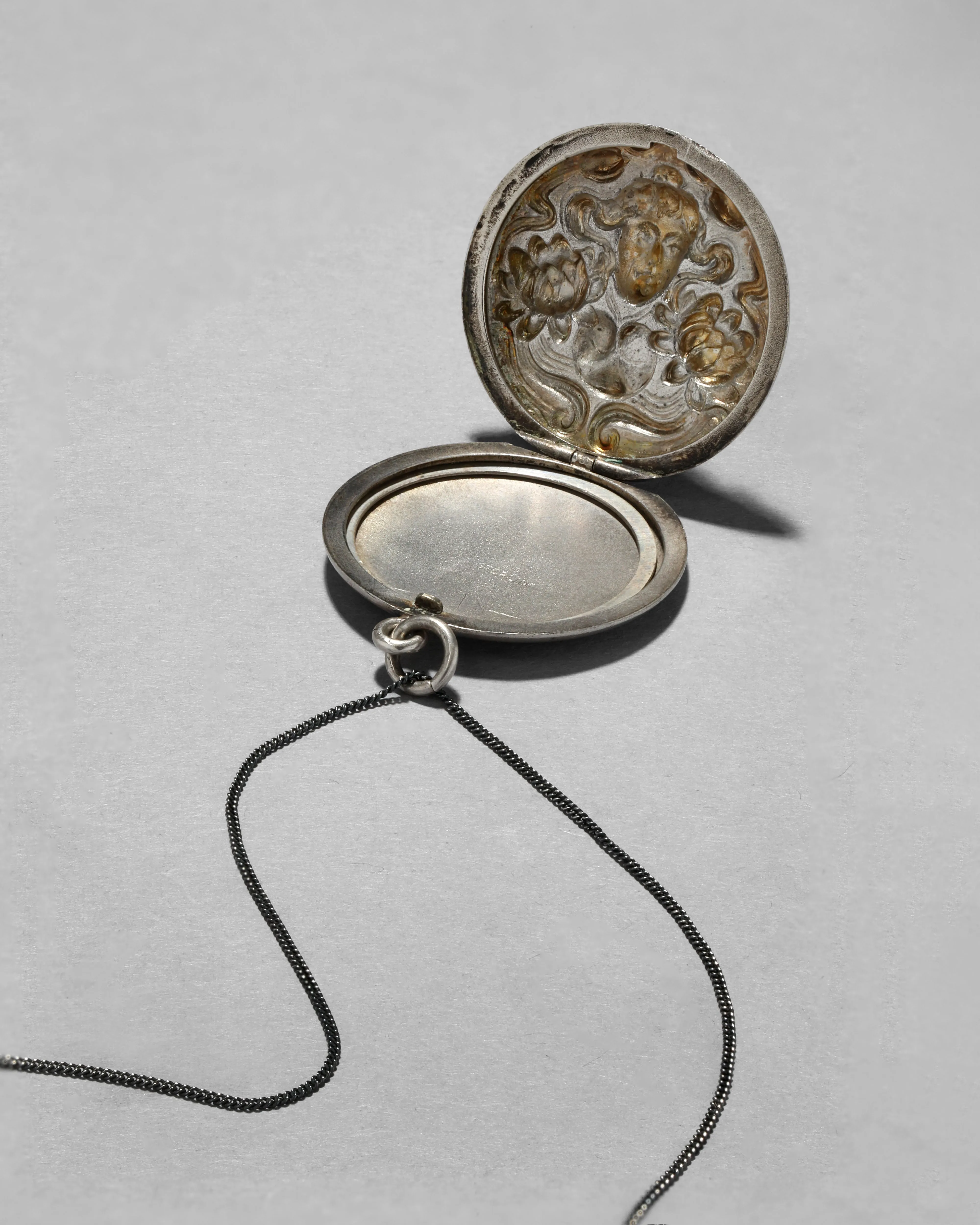 Antique Late 1800s Sterling Silver Art Nouveau Locket Necklace sold by Alexis Bittar product image thumbnail 3