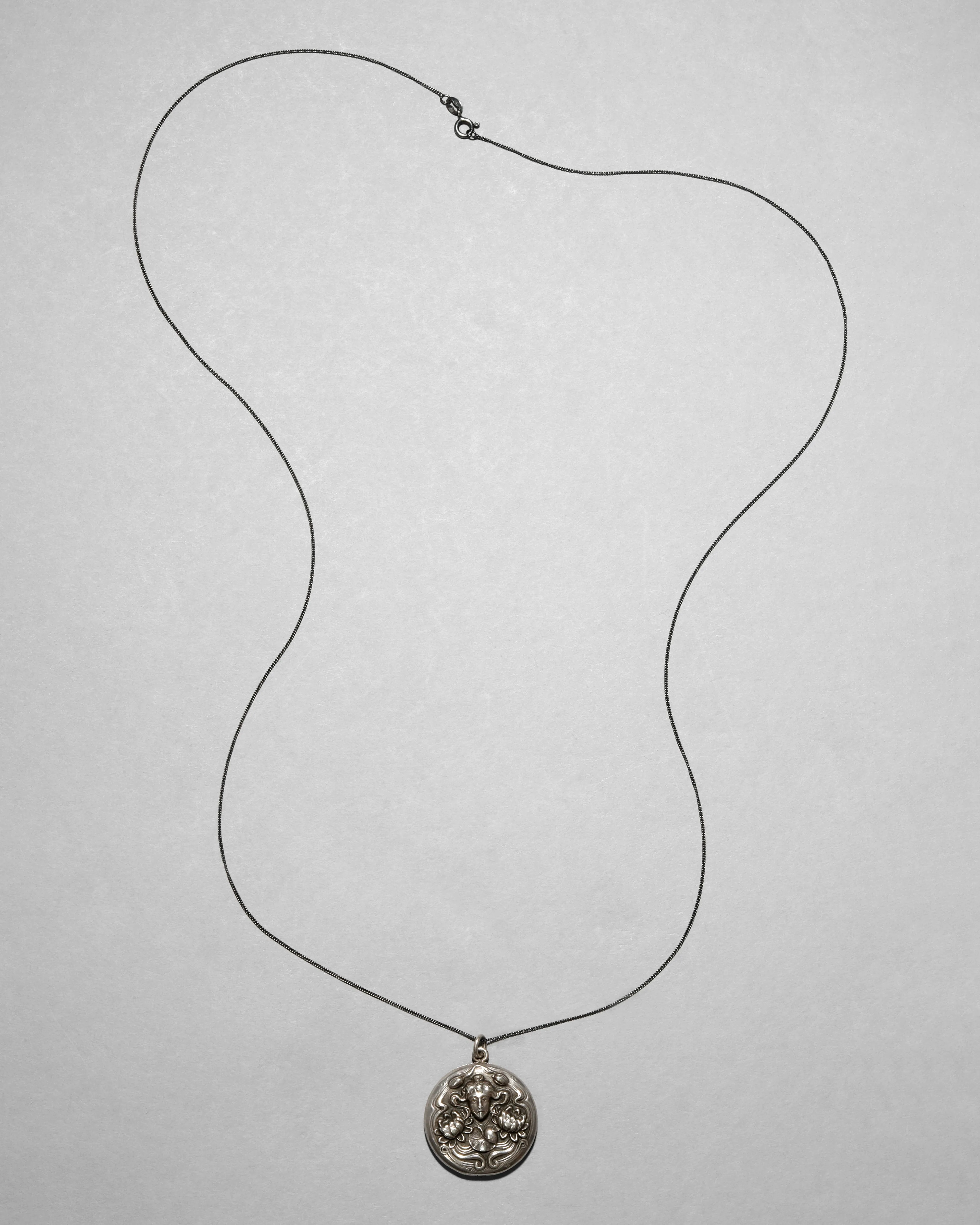 Antique Late 1800s Sterling Silver Art Nouveau Locket Necklace sold by Alexis Bittar product image thumbnail 2