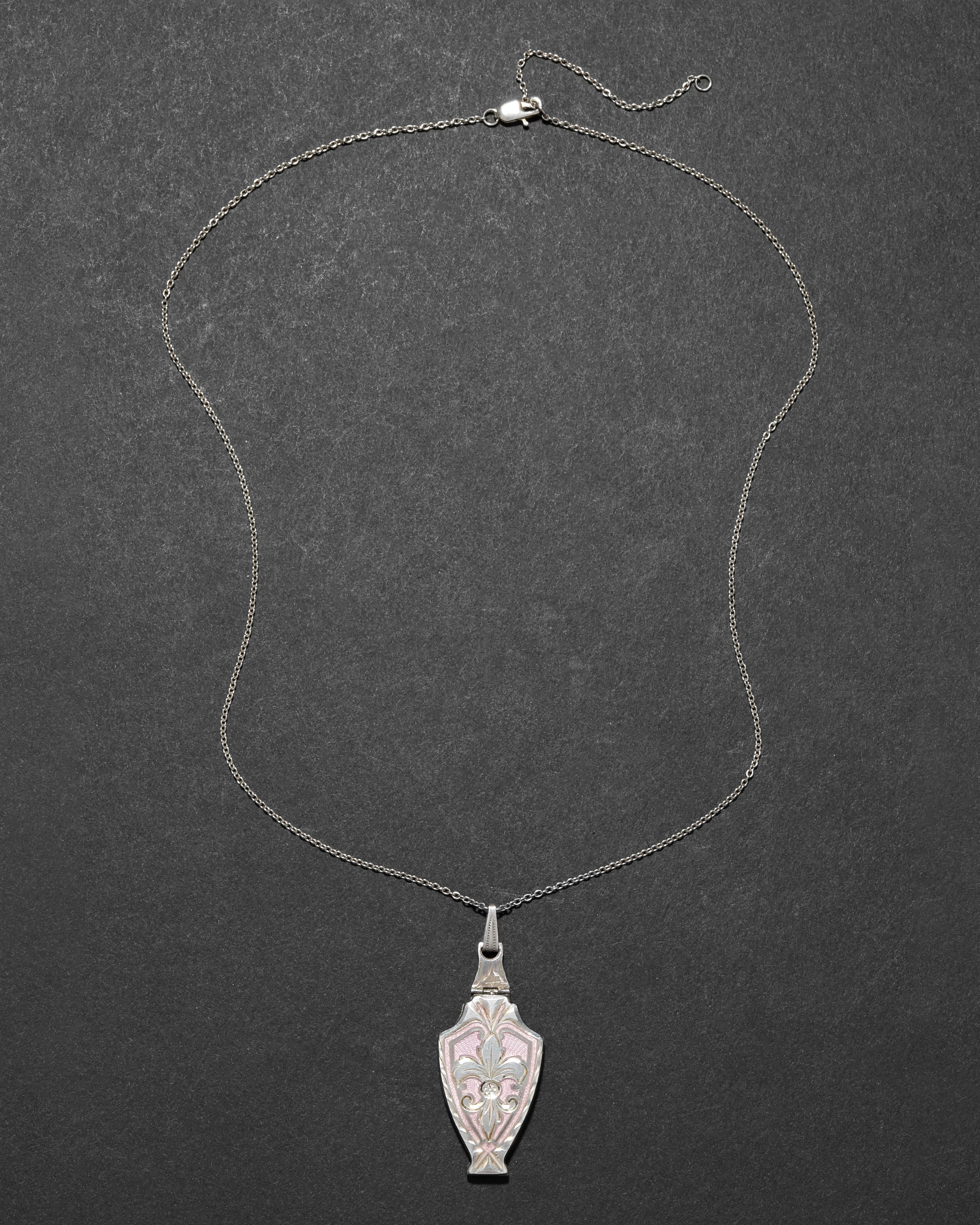 Antique 1920s Sterling Silver Enamel Fleur de Lis Locket Necklace sold by Alexis Bittar product image thumbnail 2