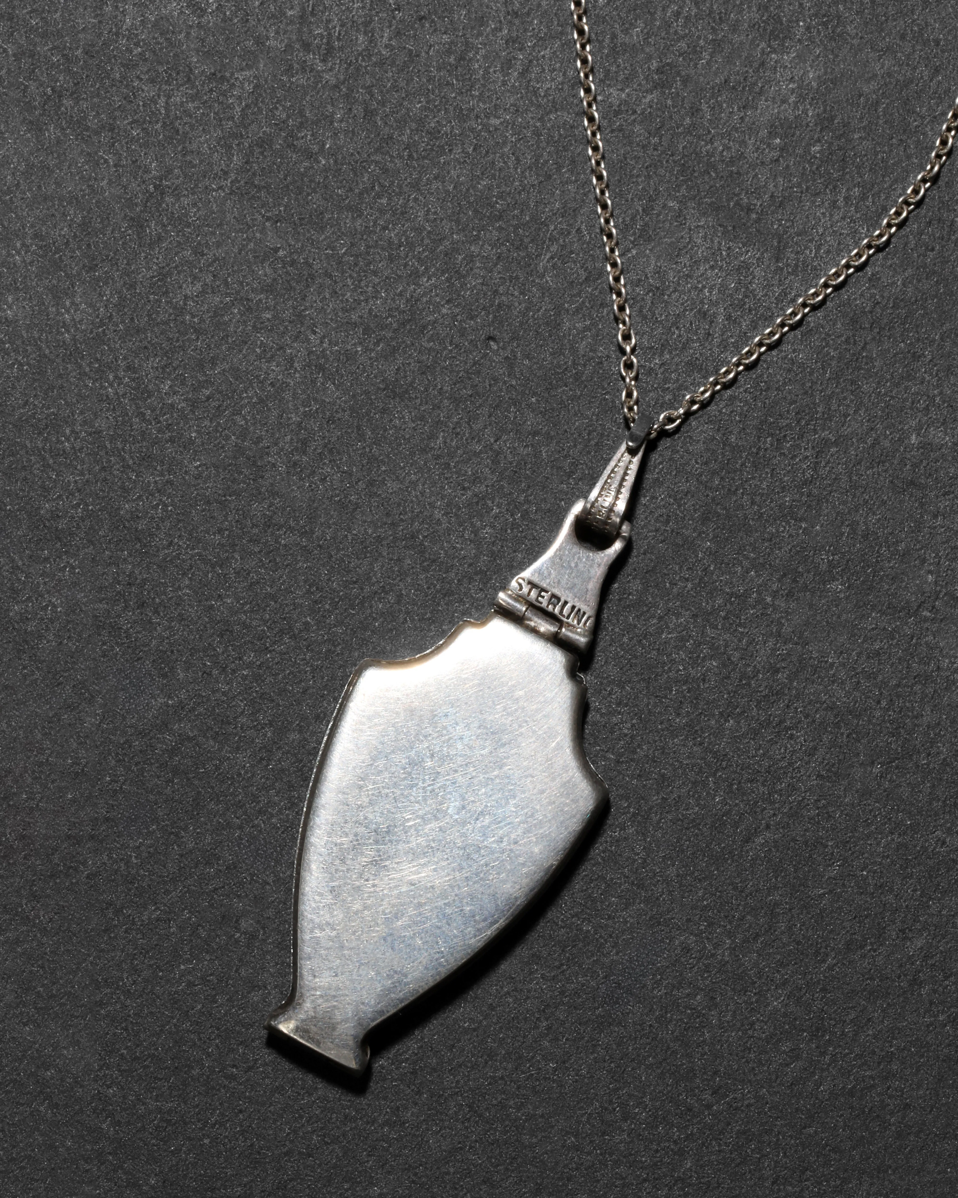 Antique 1920s Sterling Silver Enamel Fleur de Lis Locket Necklace sold by Alexis Bittar product image thumbnail 4