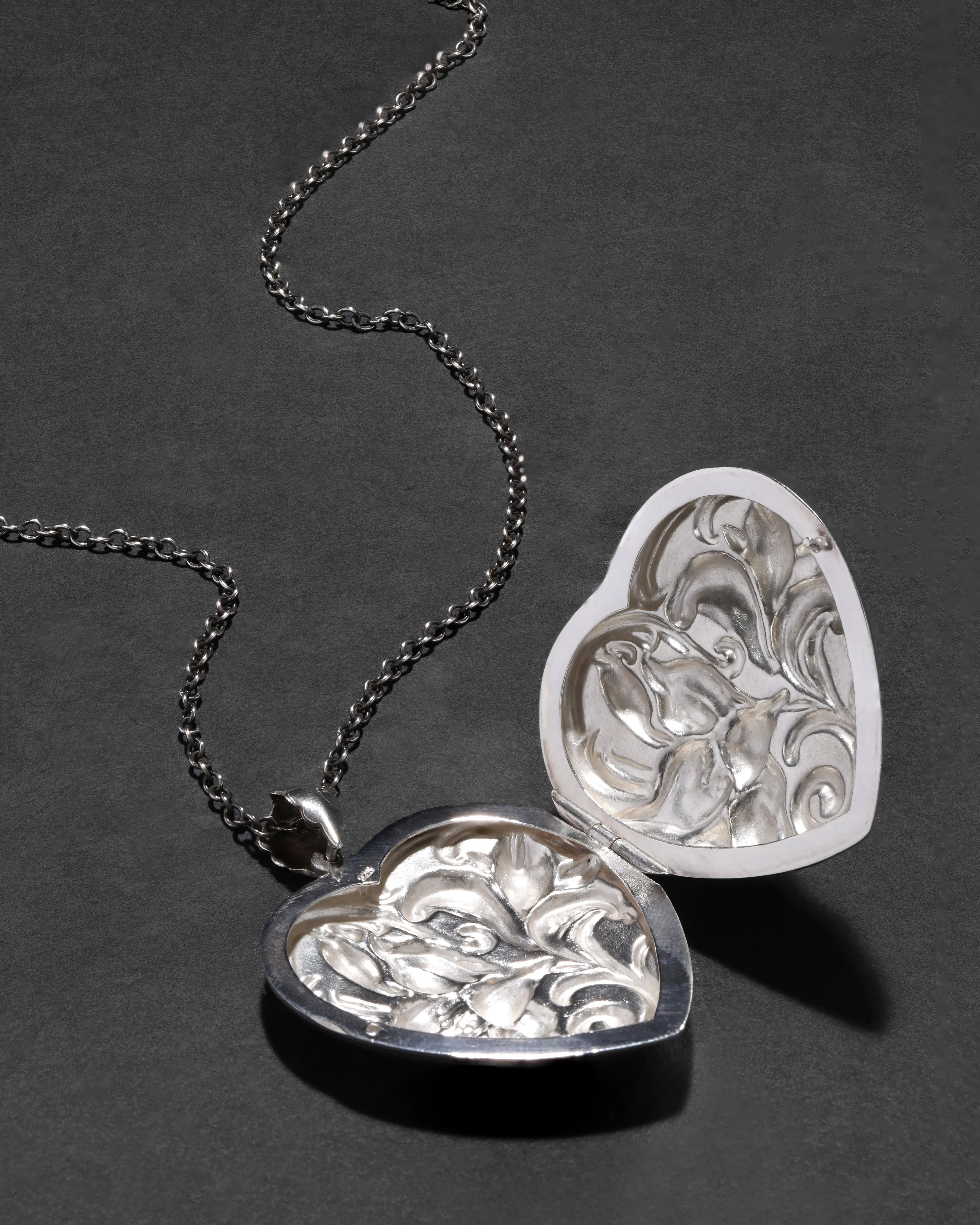 Antique Late 1800s Sterling Silver Art Nouveau Heart Locket Necklace sold by Alexis Bittar product image thumbnail 3