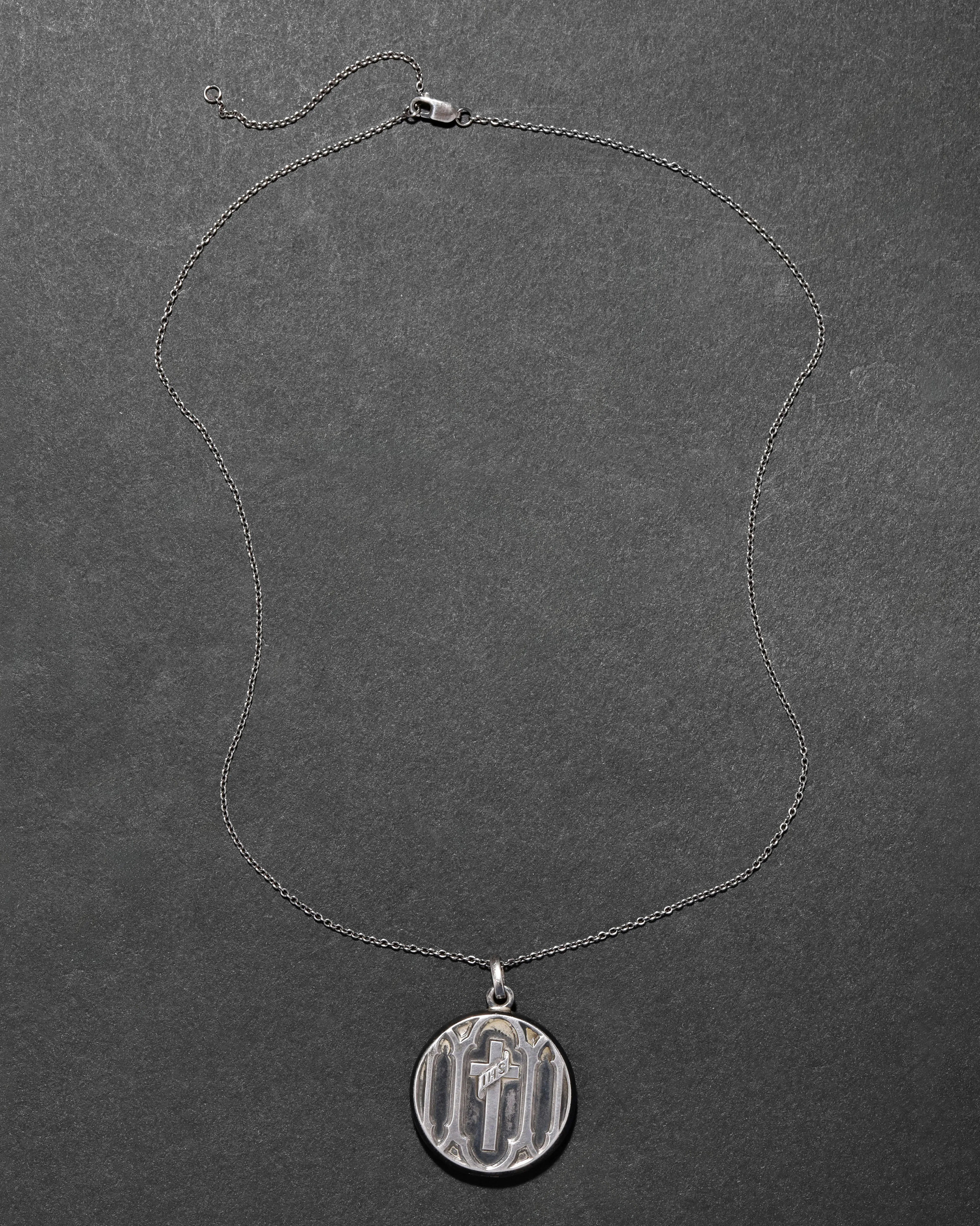 Antique 1920s Sterling Silver Cross Locket Pendant Necklace sold by Alexis Bittar product image thumbnail 2