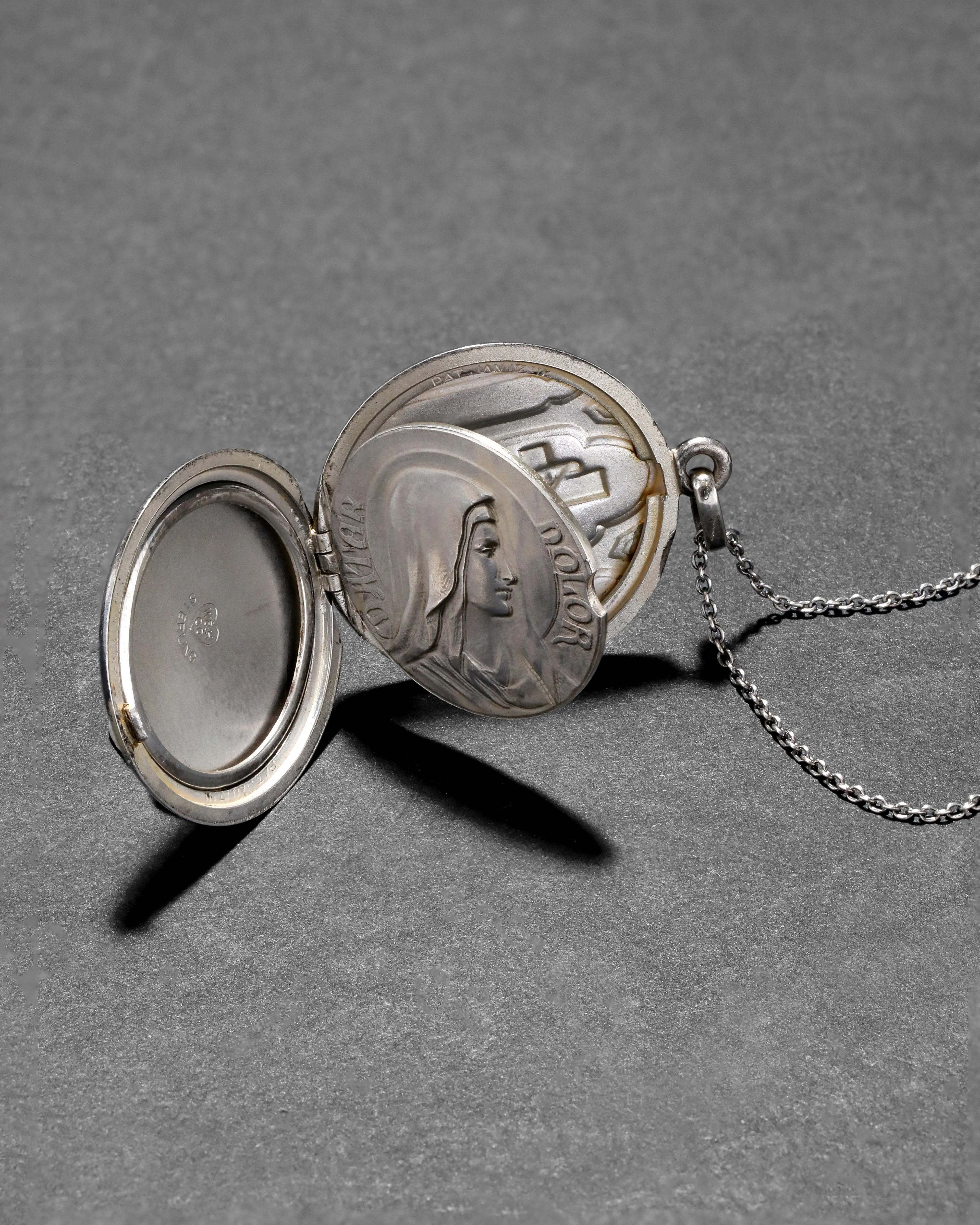 Antique 1920s Sterling Silver Cross Locket Pendant Necklace sold by Alexis Bittar product image thumbnail 5