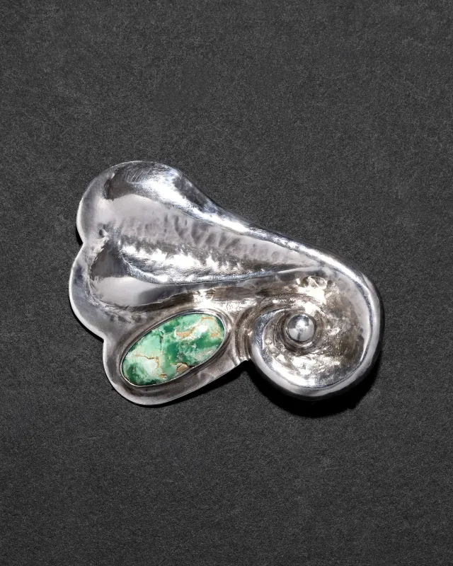 Antique Early 1900s Sterling Silver & Natural Turquoise Austrian Pin sold by Alexis Bittar