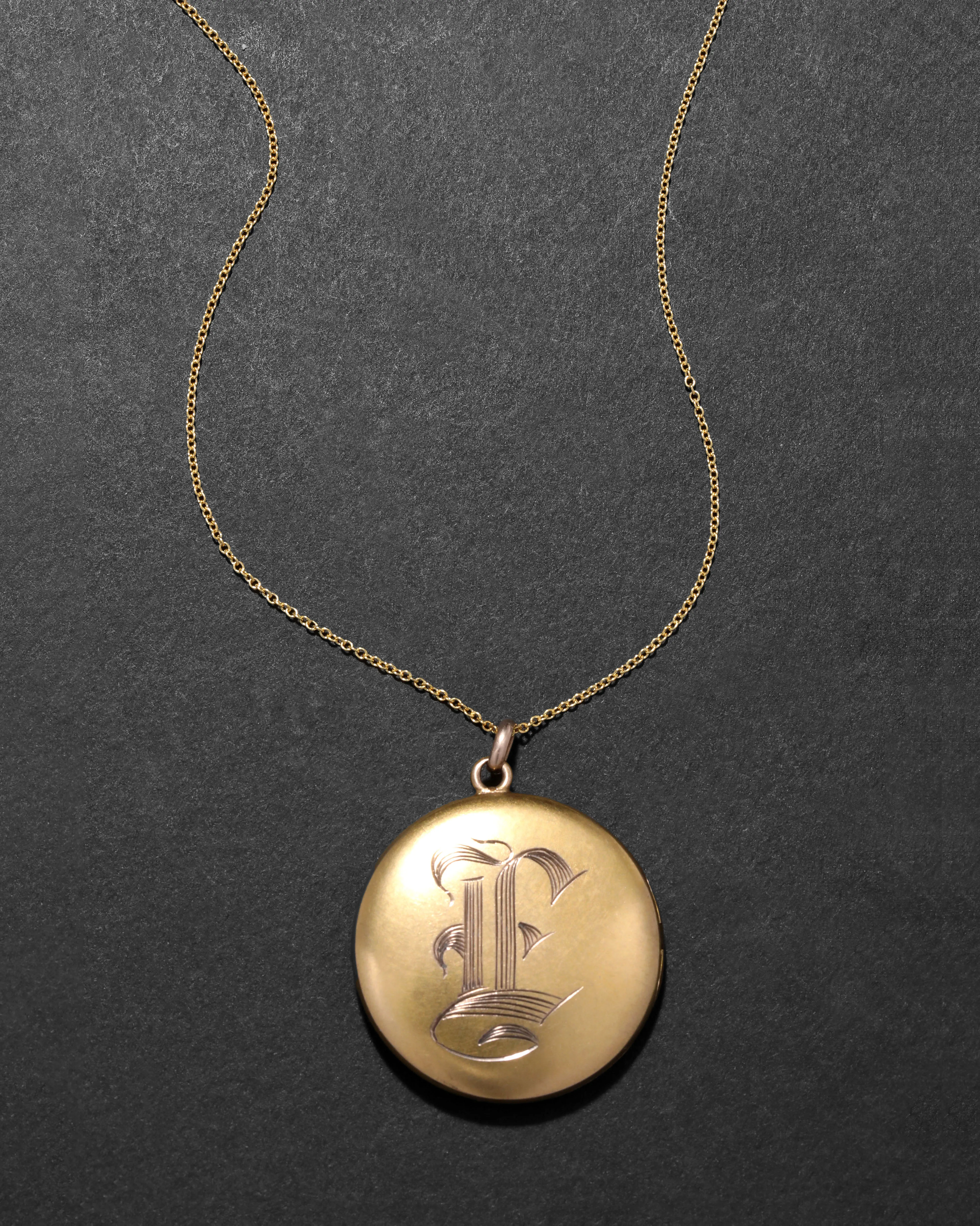 Antique 1800s 14k Gold Fill Hand-Etched Classic Round Locket sold by Alexis Bittar