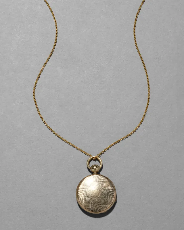 Antique Victorian 14k Gold Fill Textured Fob Locket Necklace sold by Alexis Bittar