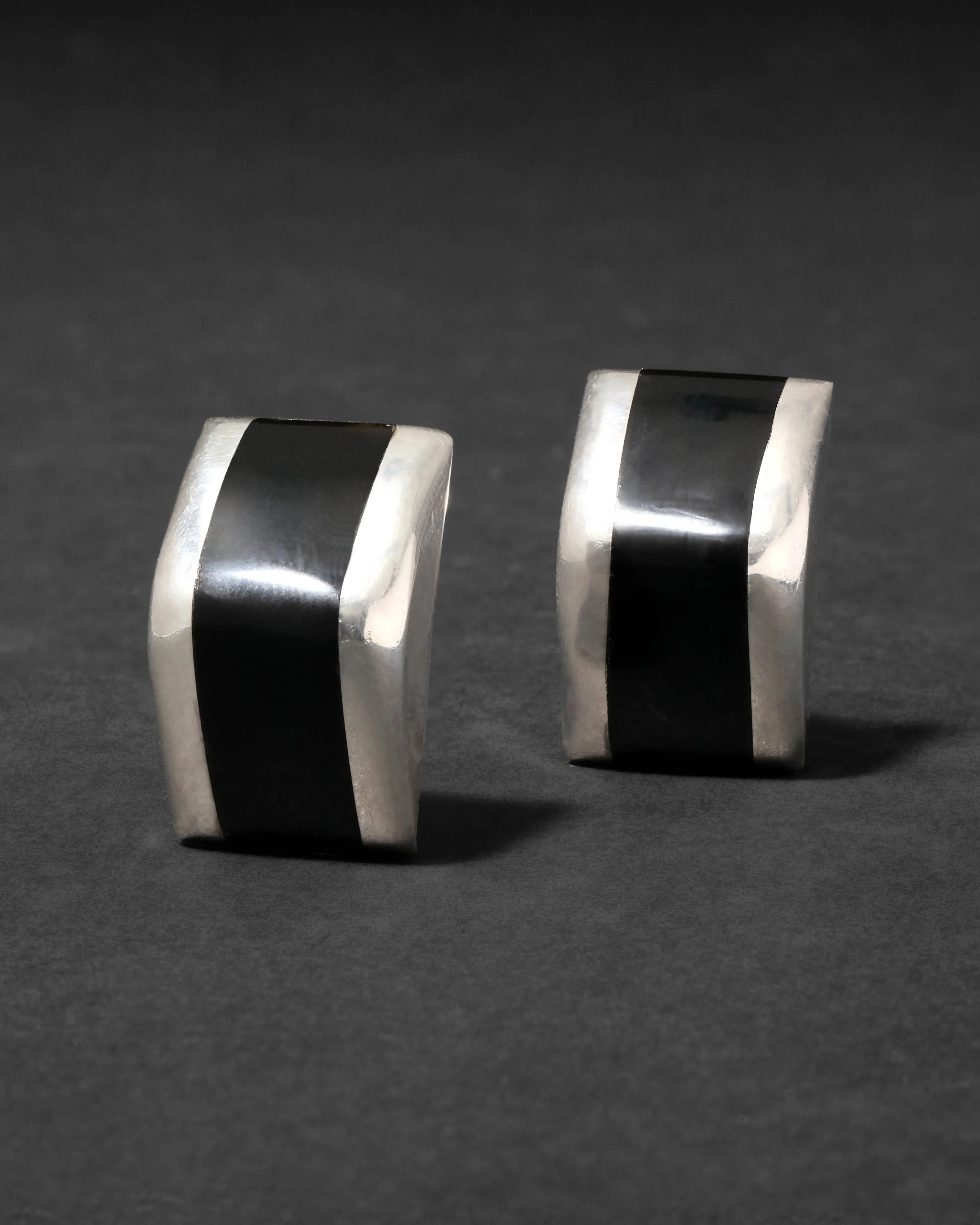 Vintage 1980s Mexican Sterling Silver with Onyx Earring sold by Alexis Bittar