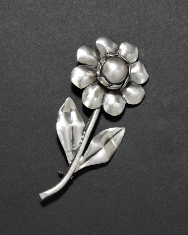 Vintage 1960s Mexican Sterling Silver Flower Pin sold by Alexis Bittar