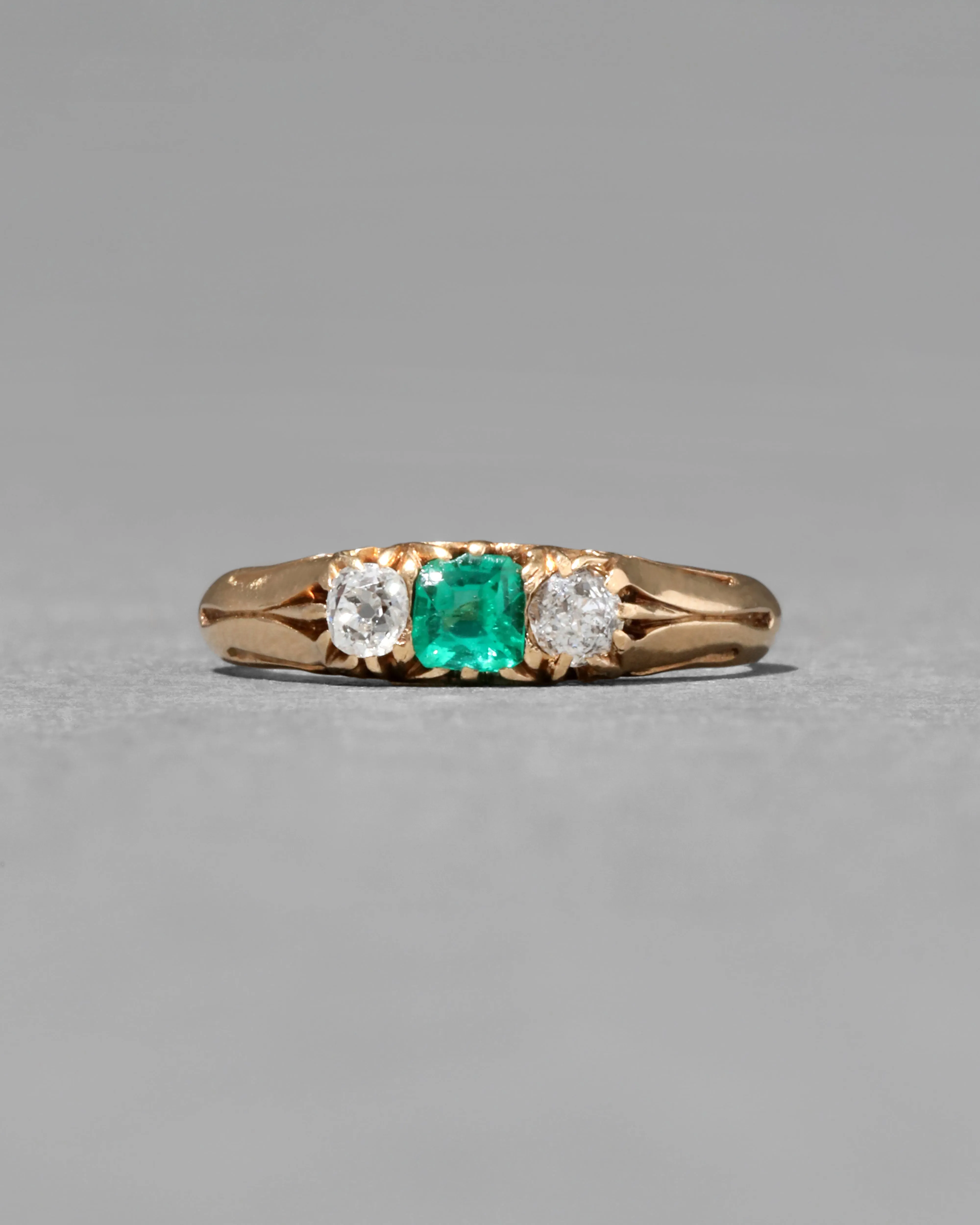 Antique 1910s 14k Gold with Diamond & Synthetic Emerald Princess Set Ring sold by Alexis Bittar product image thumbnail 2
