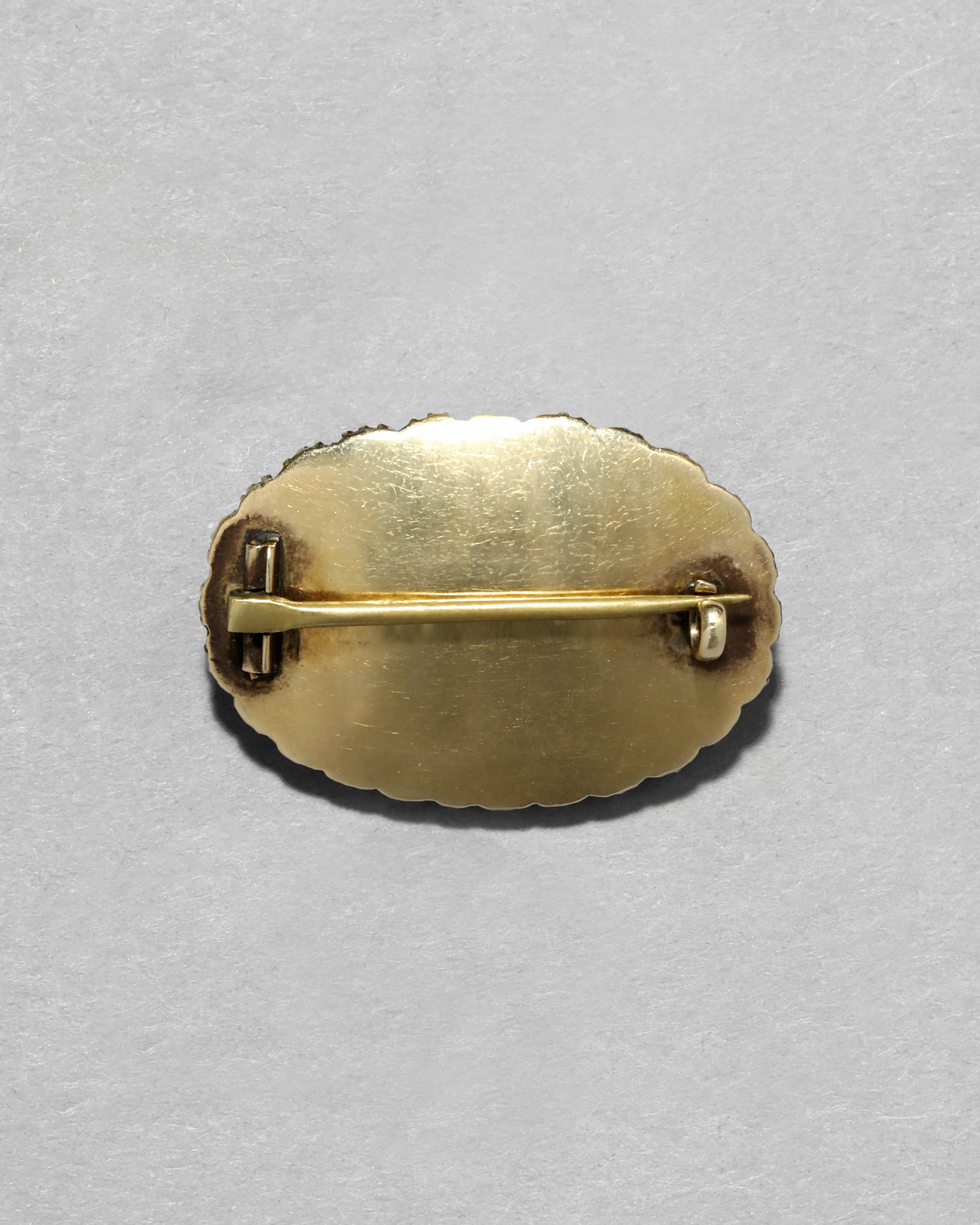 Antique Mid 1800s 14k Gold Mourning Pin with Natural Pearl & Braided Hair sold by Alexis Bittar product image thumbnail 2