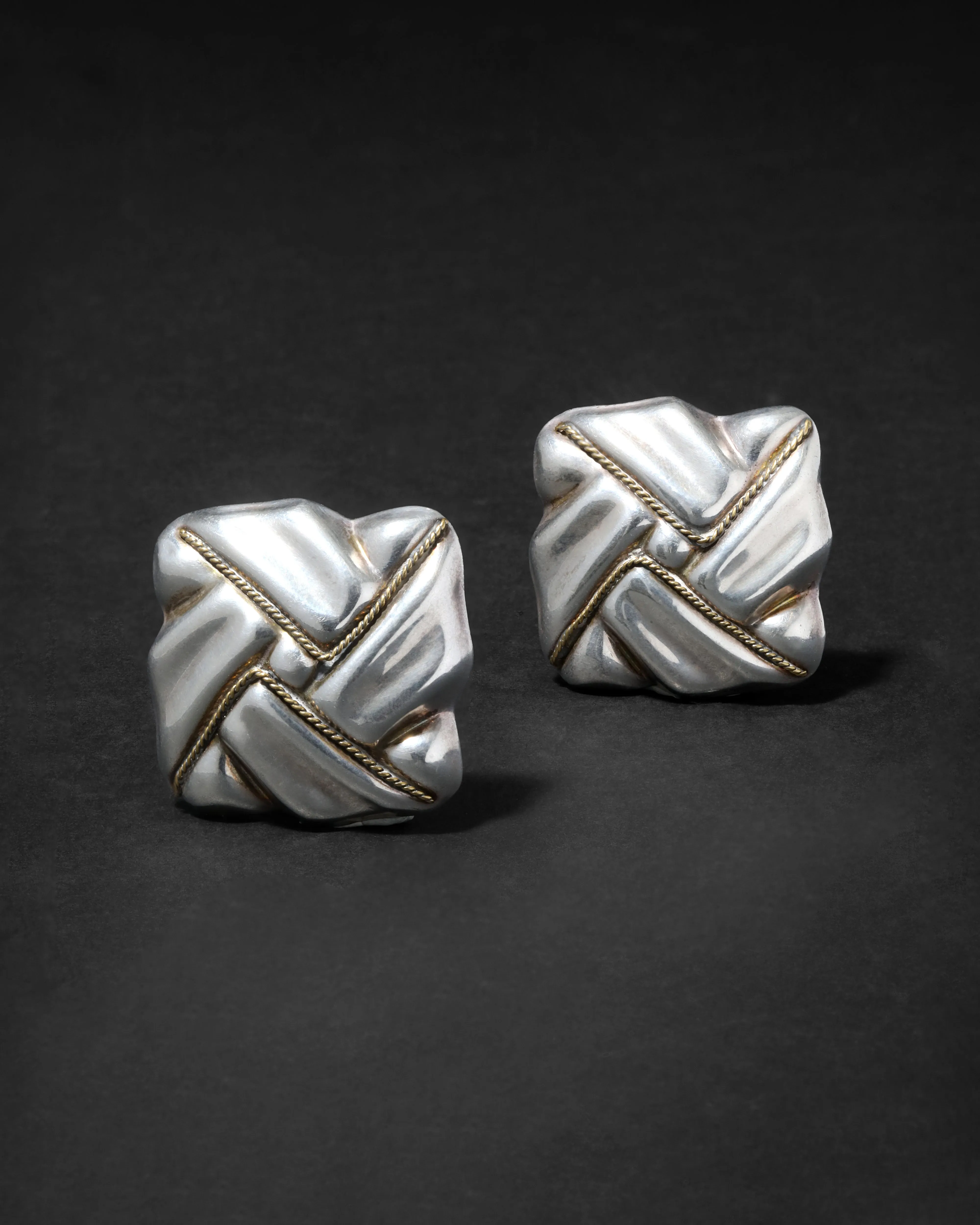 Vintage 1980s Sterling Silver Clip Pleated Earring sold by Alexis Bittar