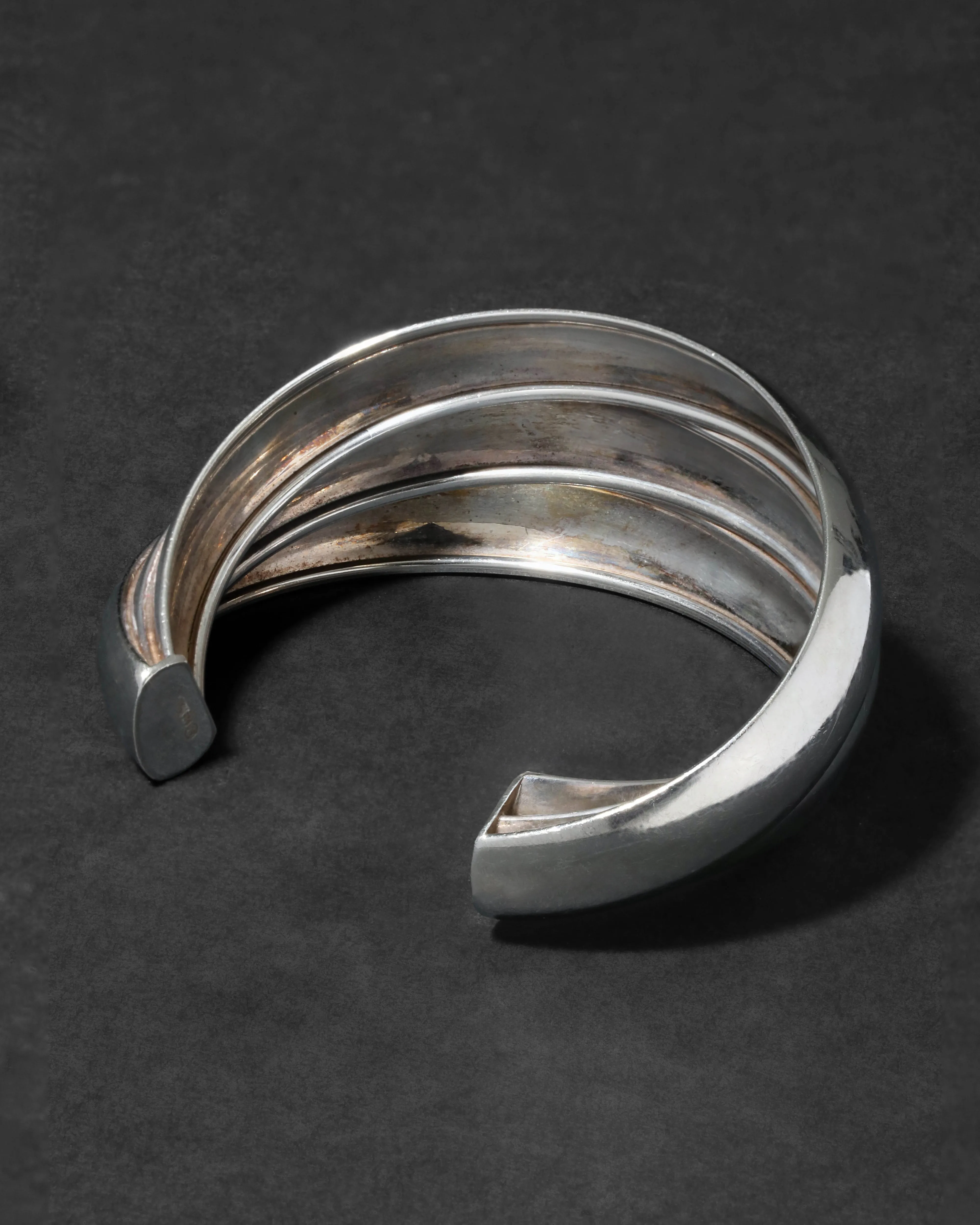 Vintage 1980s Sterling Silver Modernist Ripple Cuff Bracelet sold by Alexis Bittar product image thumbnail 3