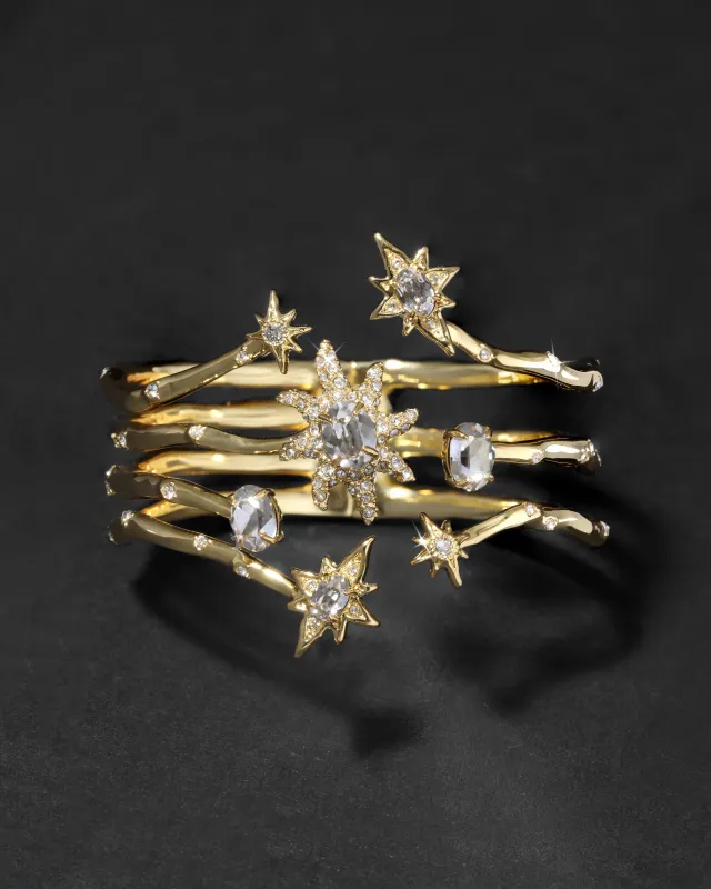 Starburst Crystal Open Hinge Cuff Bracelet sold by Alexis Bittar