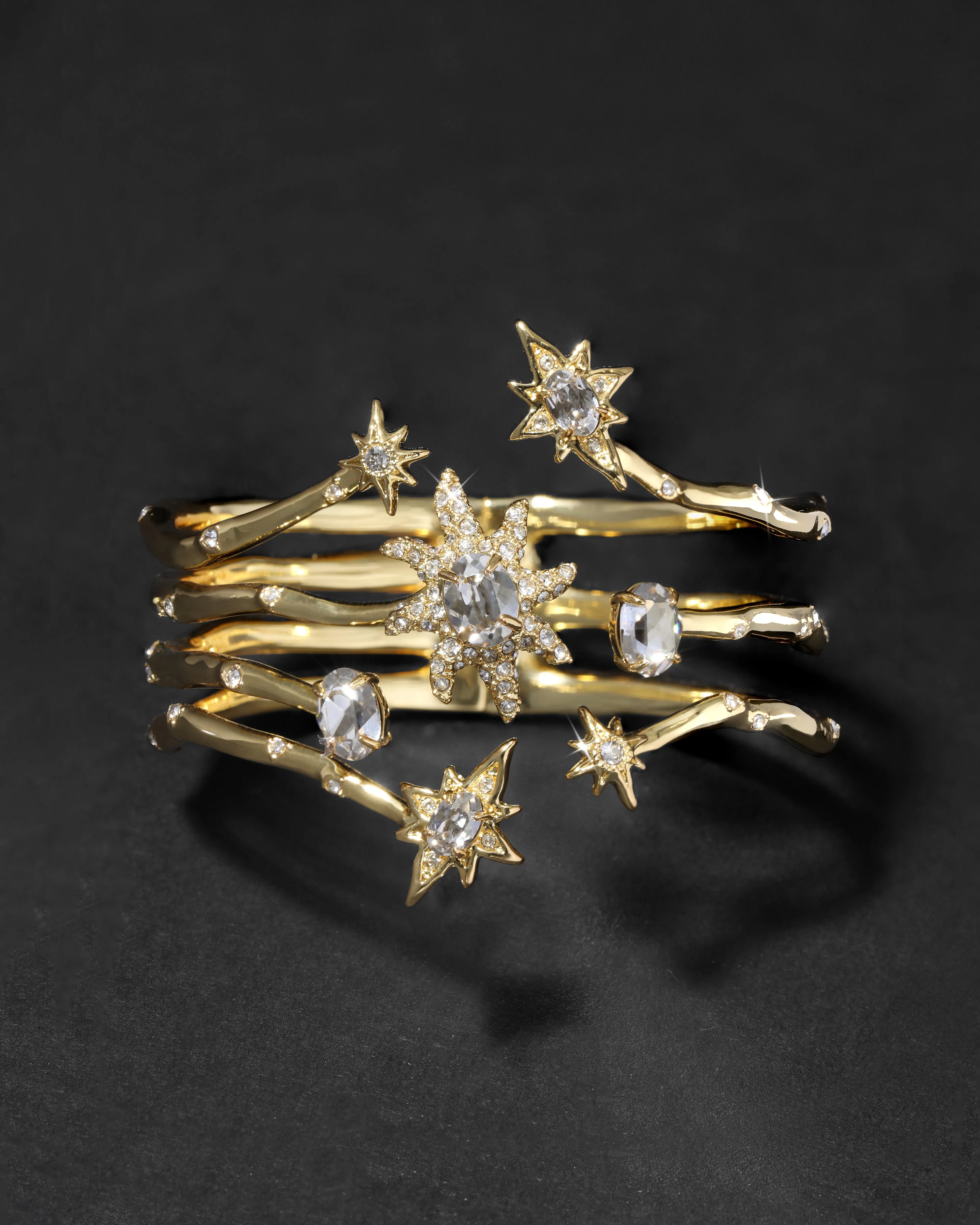 Starburst Crystal Open Hinge Cuff Bracelet sold by Alexis Bittar