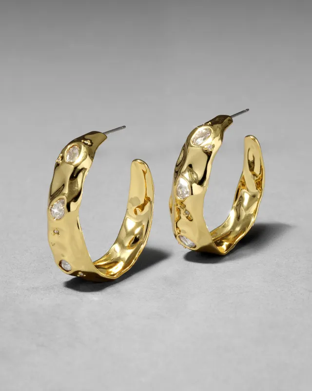 Crumpled Studded Hoop Earring sold by Alexis Bittar