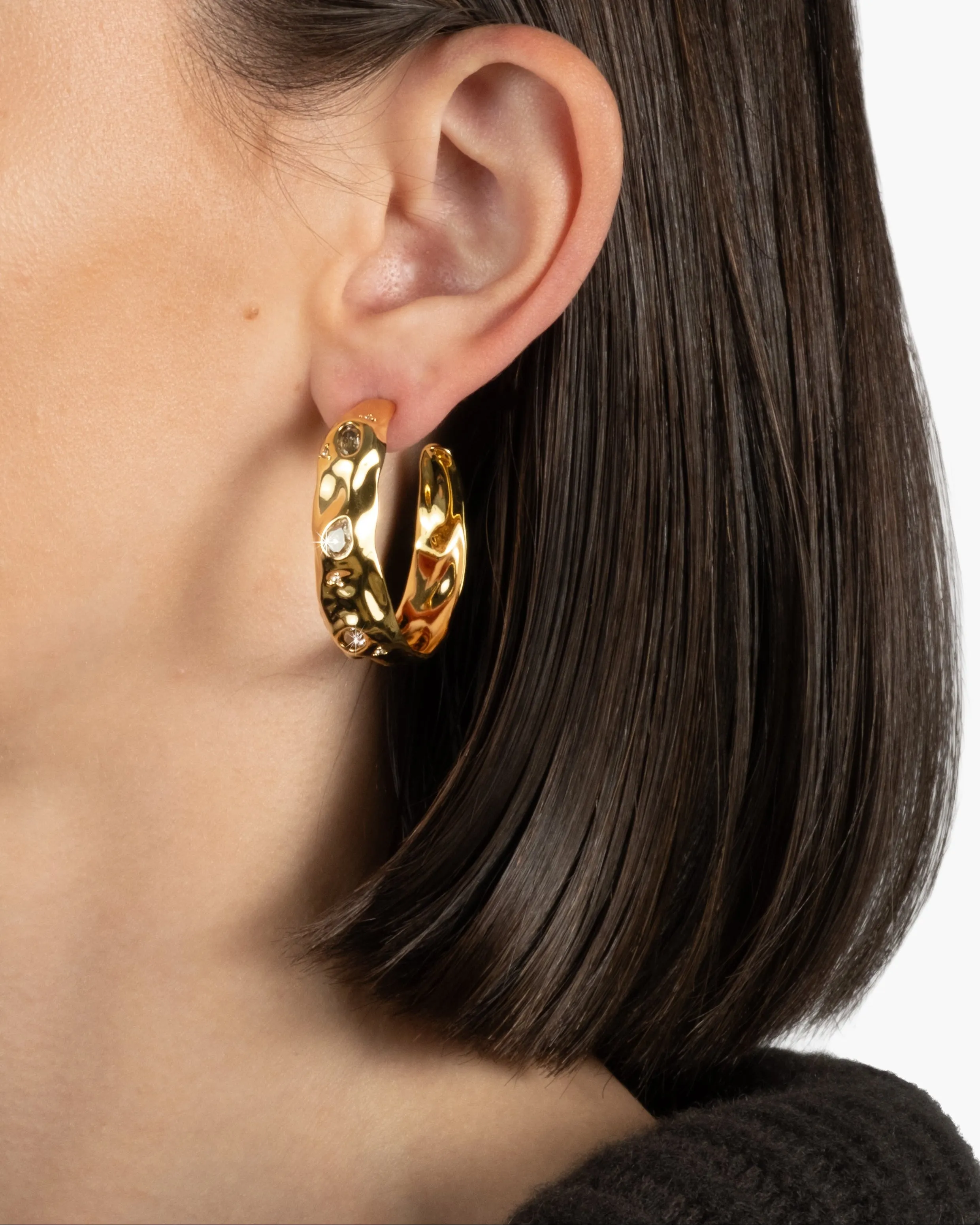 Crumpled Studded Hoop Earring sold by Alexis Bittar product image thumbnail 2