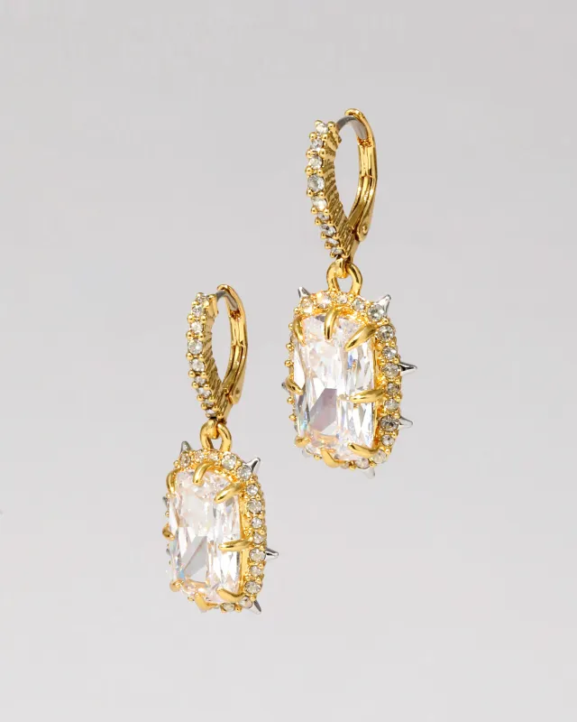 Crystal Framed Cushion Lever Back Earring- Gold sold by Alexis Bittar