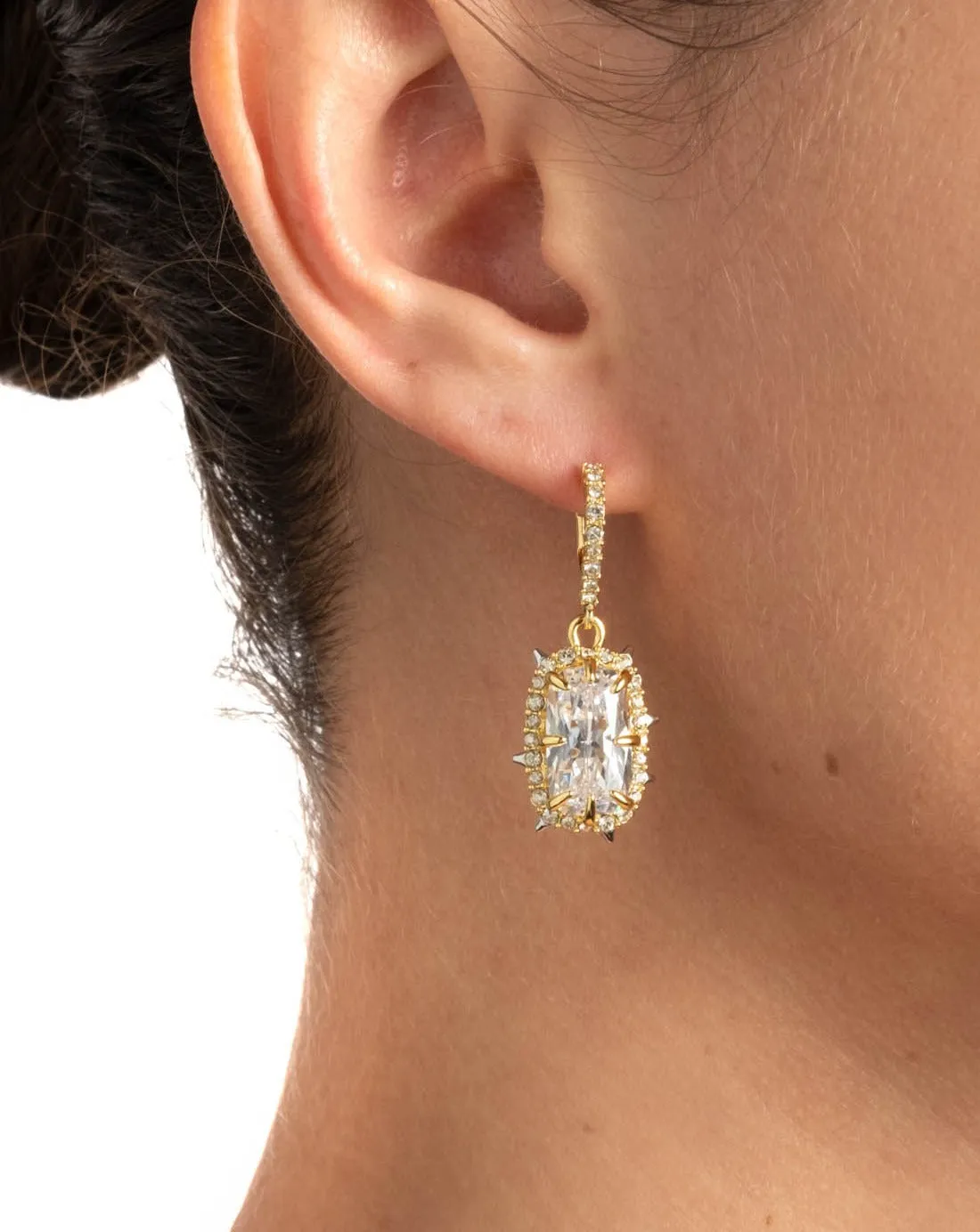Crystal Framed Cushion Lever Back Earring- Gold sold by Alexis Bittar product image thumbnail 2