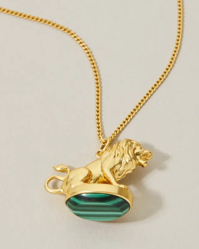 Valor Lion Pendant Fob Necklace - Malachite sold by Alexis Bittar