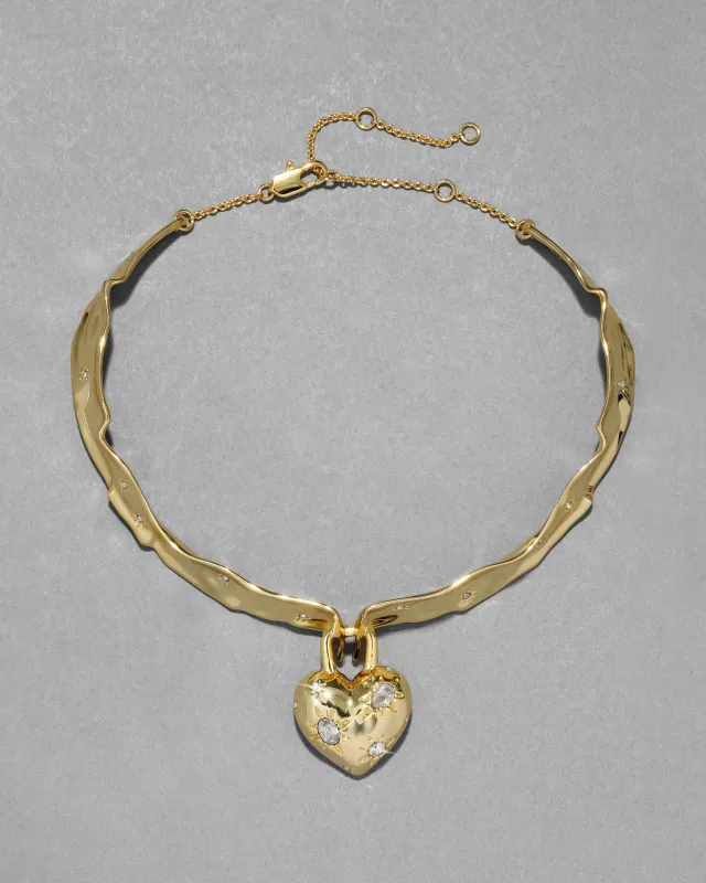 Starburst Crystal Puffy Heart Collar Necklace sold by Alexis Bittar